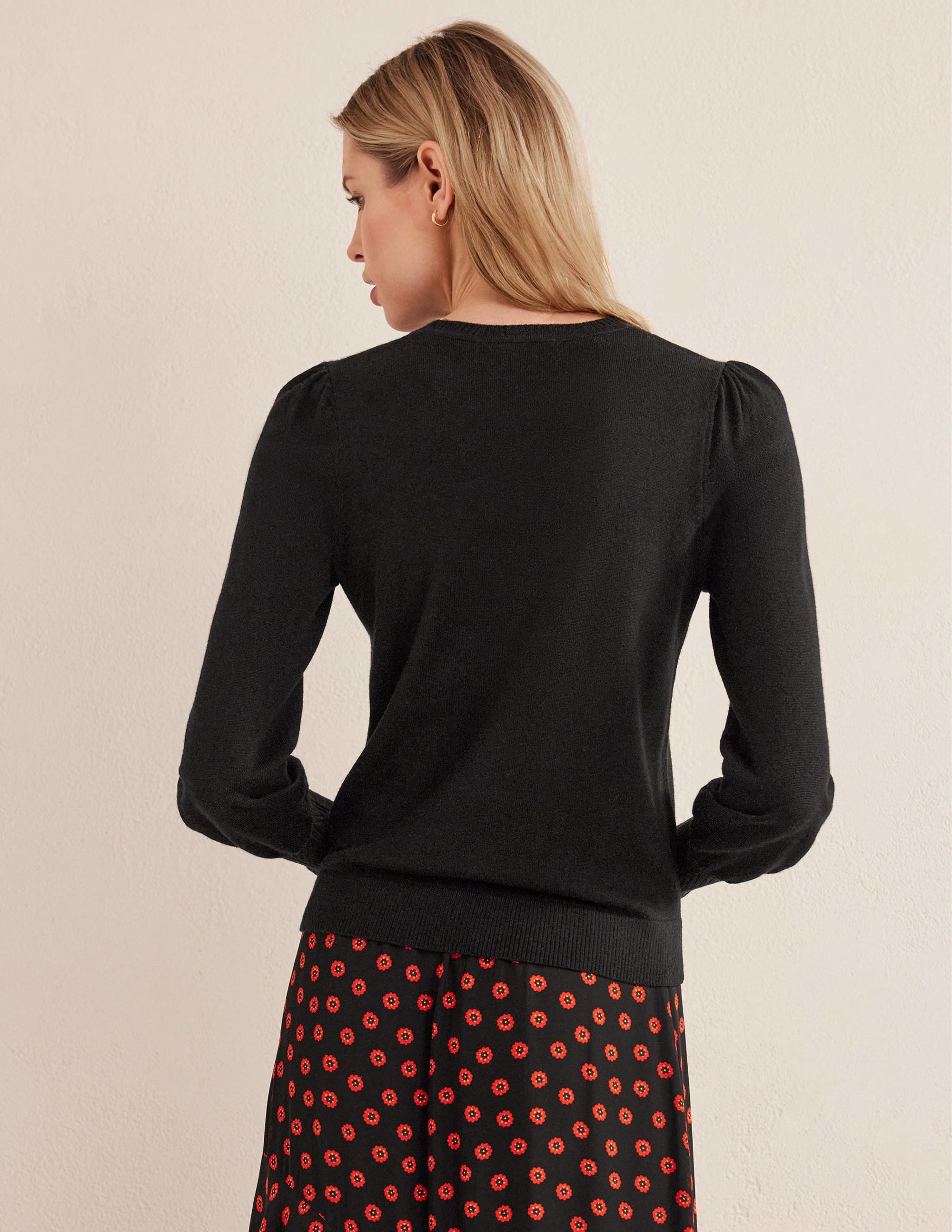 Button Cuff Merino Sweater-Black - Image 3