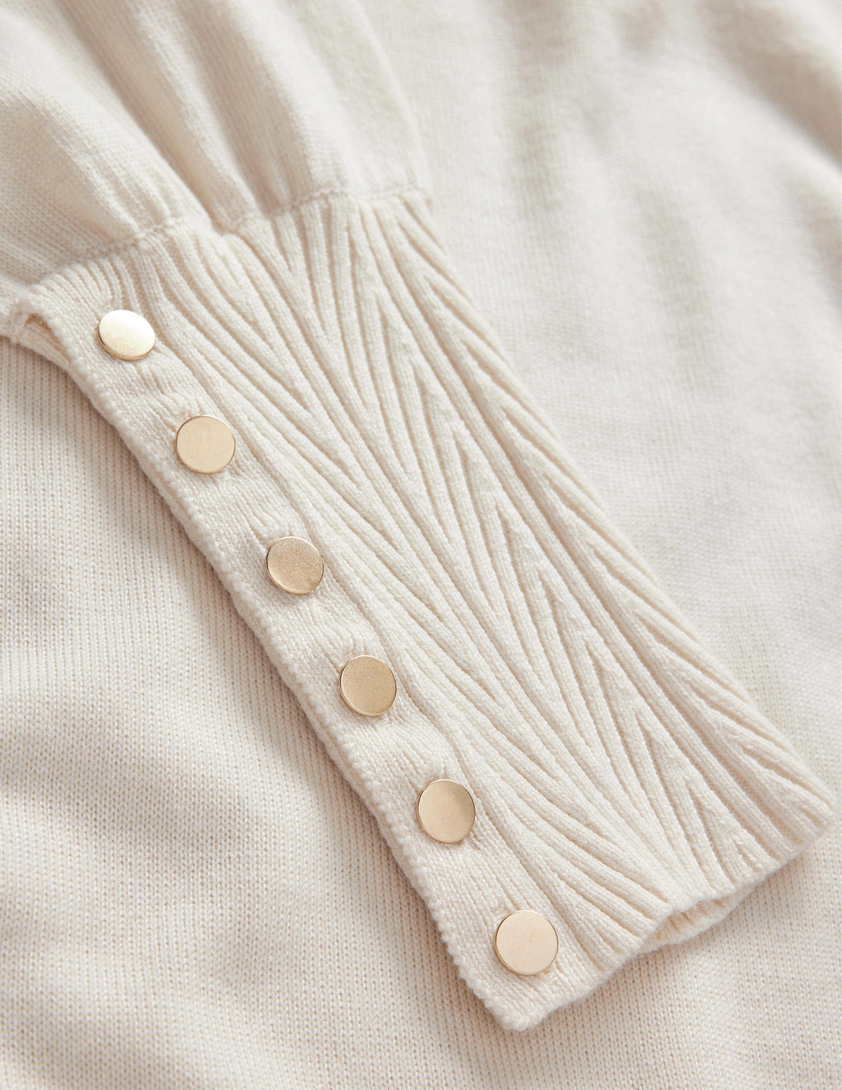 Button Cuff Merino Sweater-Warm Ivory - Image 6