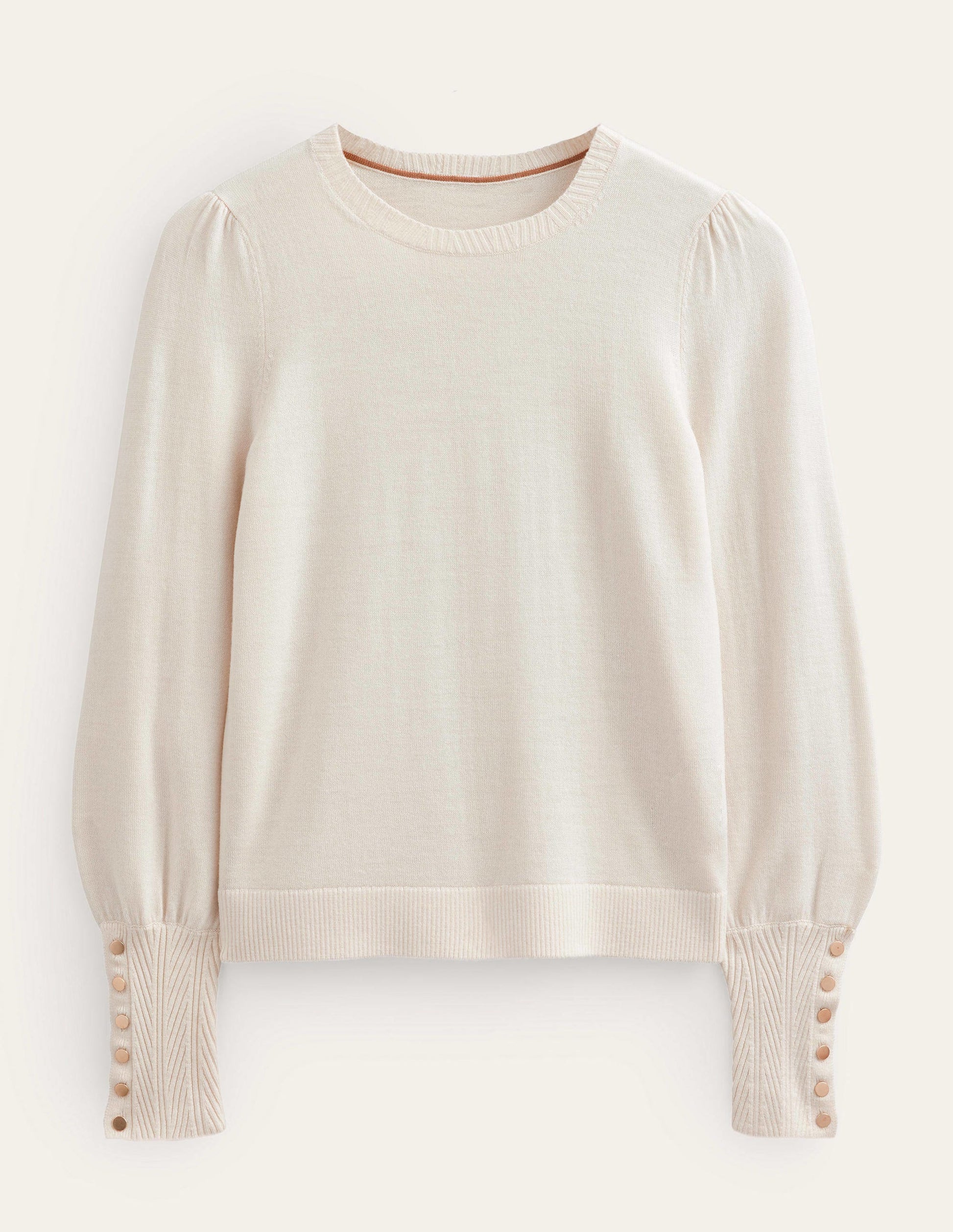 Button Cuff Merino Sweater-Warm Ivory-5