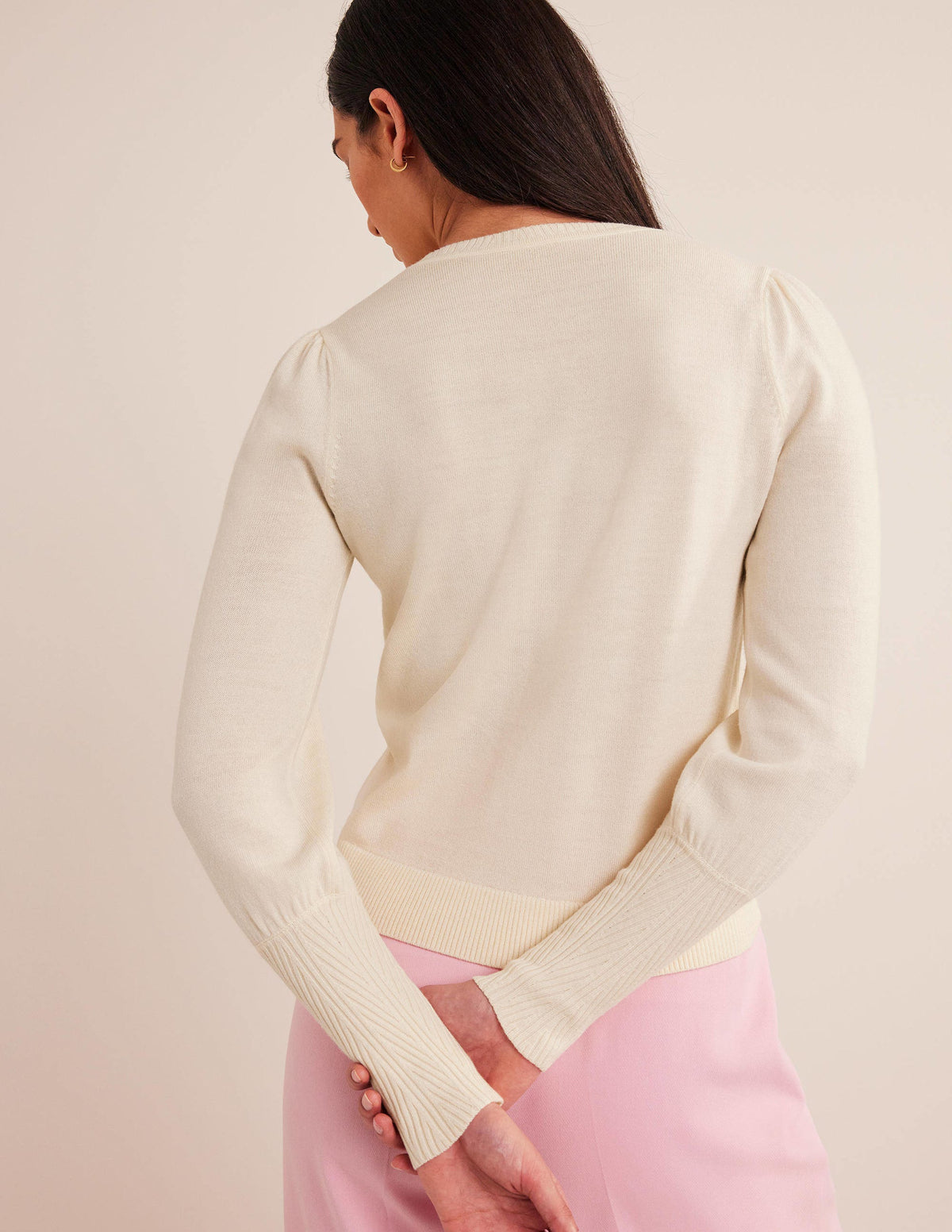 Button Cuff Merino Sweater-Warm Ivory-3