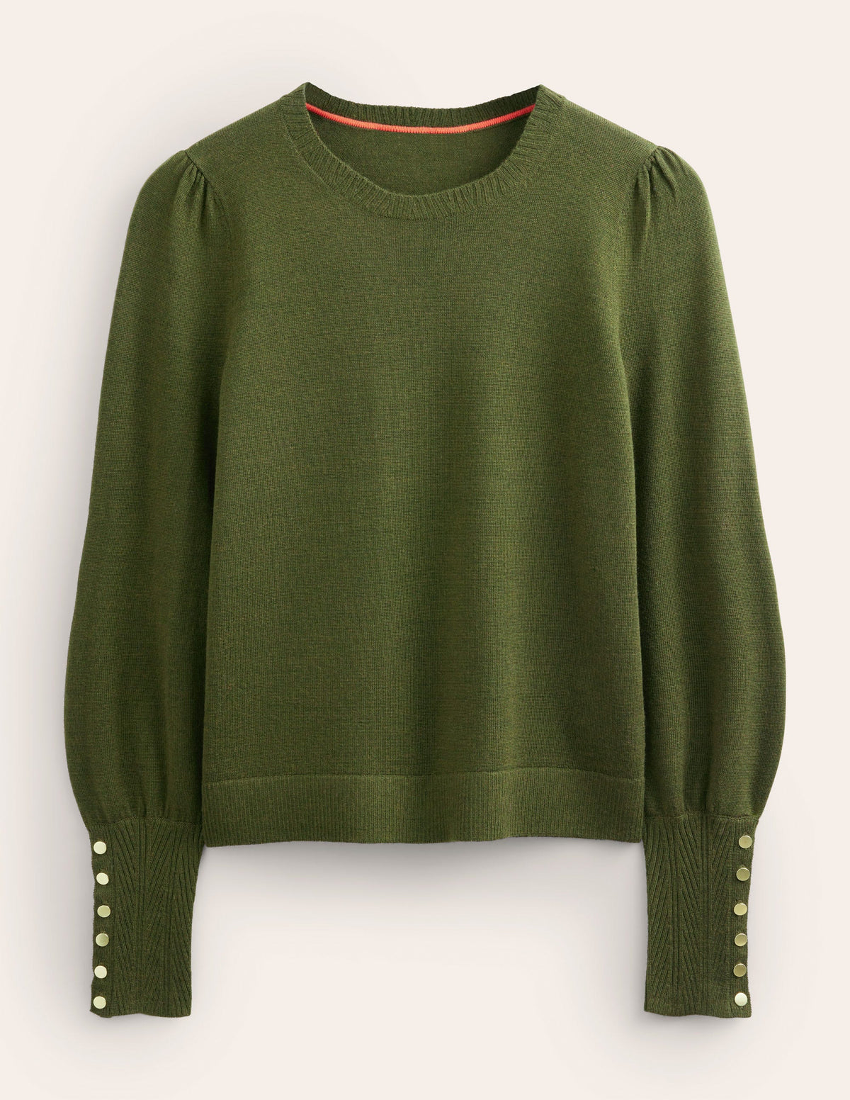 Button Cuff Merino Sweater-Khaki - Image 6