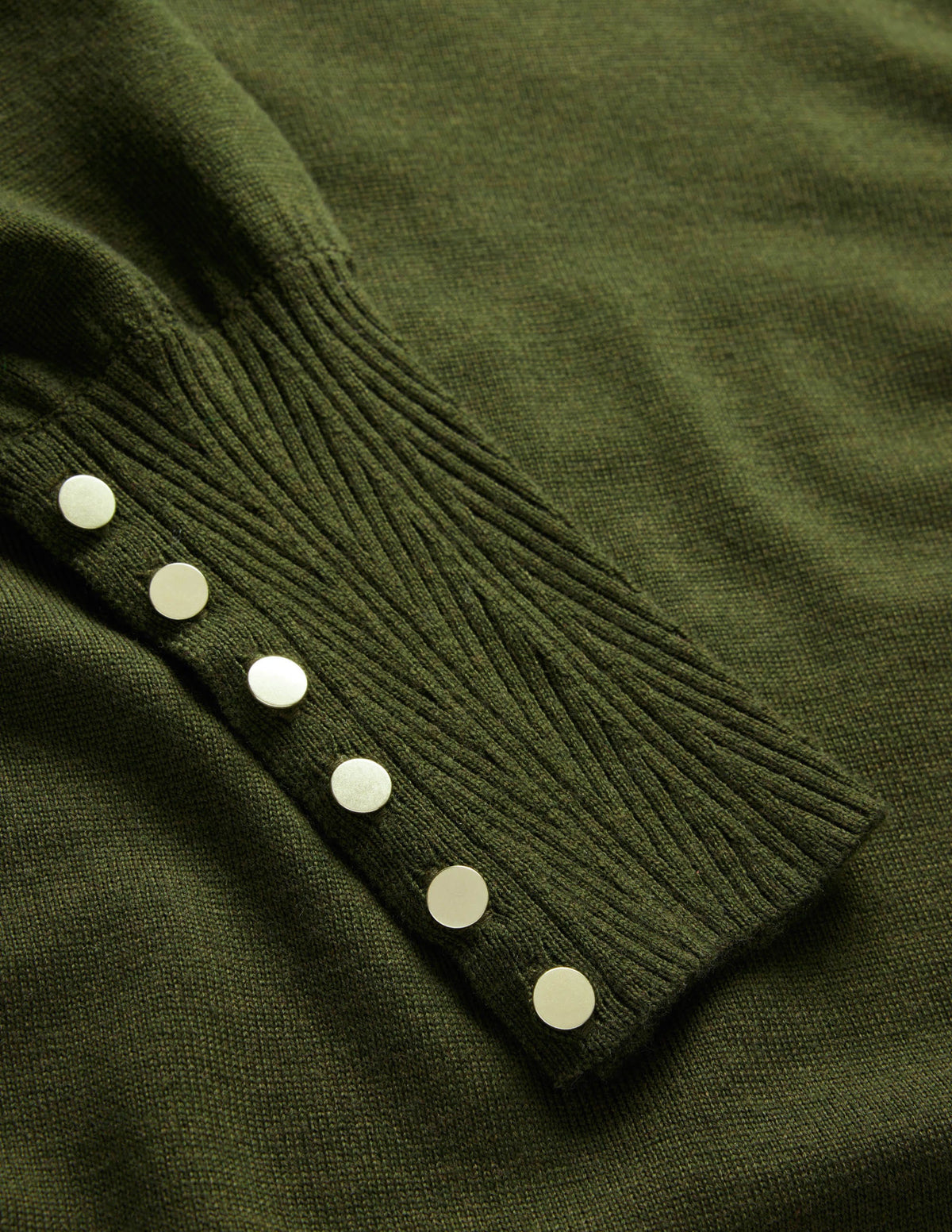 Button Cuff Merino Sweater-Khaki - Image 7