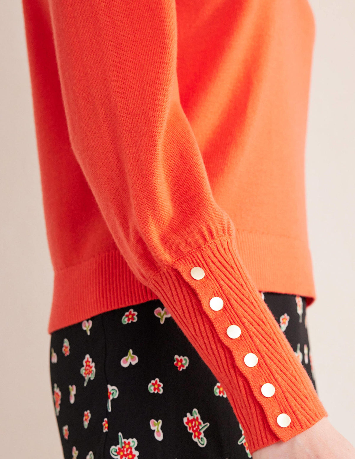 Button Cuff Merino Sweater-Melon Crush-2