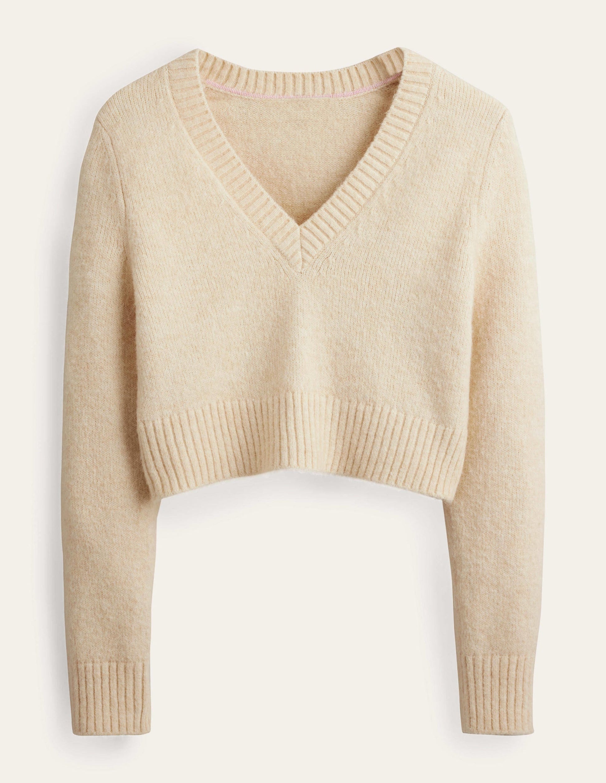 Fluffy Cropped V-Neck Sweater-Rope-6