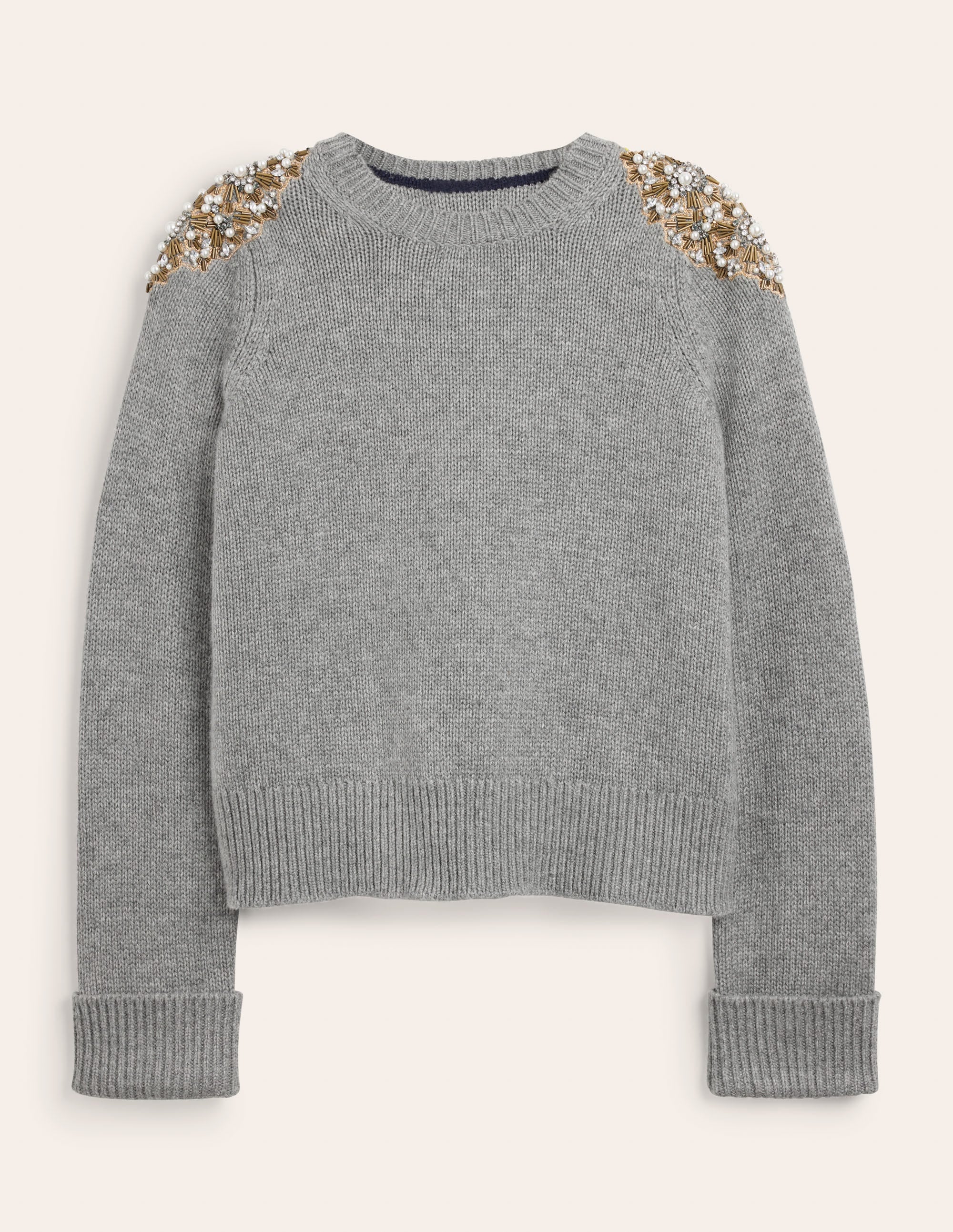 Embellished Sweater-Grey Melange Embellishment - Image 5