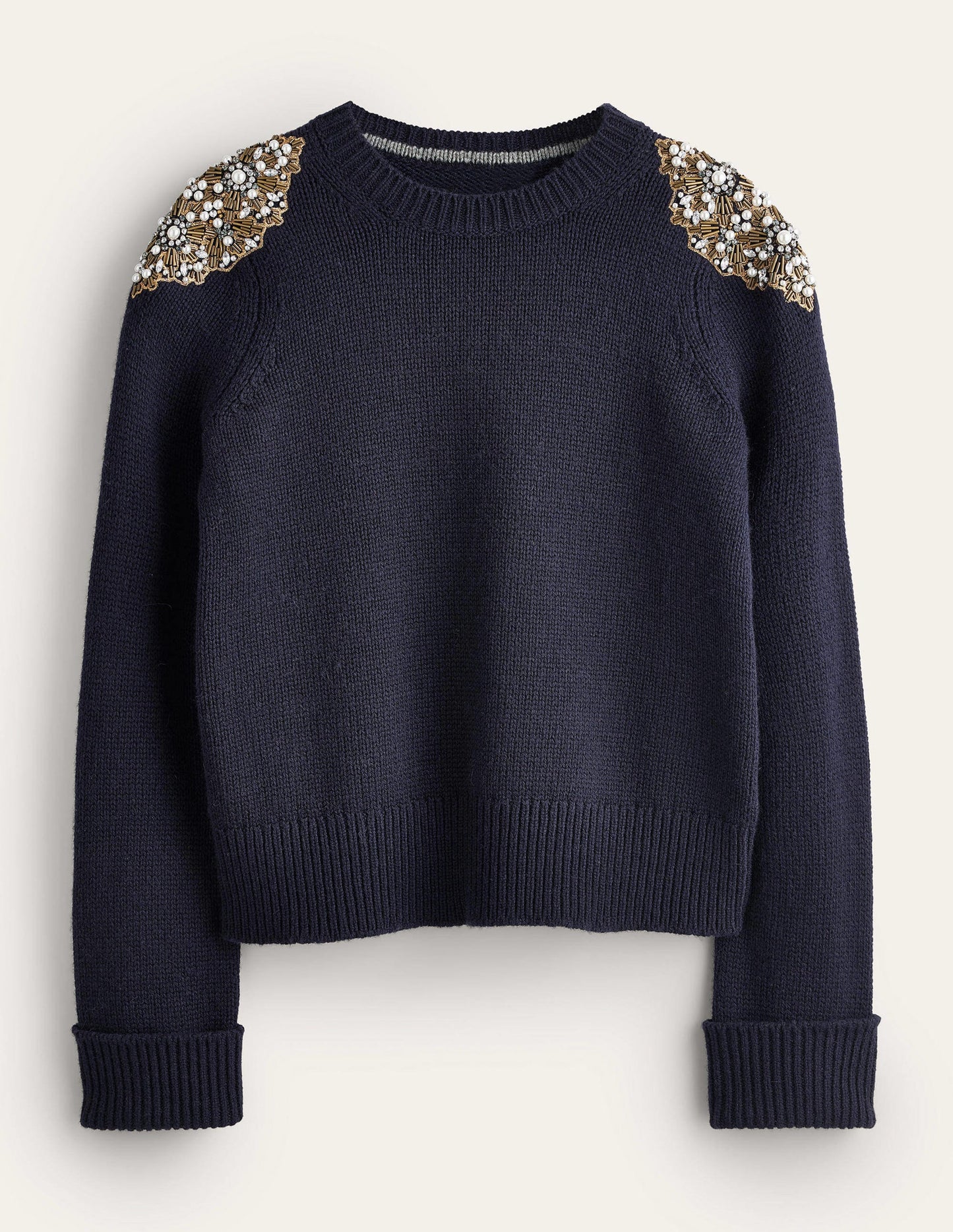 Embellished Sweater-Navy Embellishment