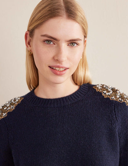 Embellished Sweater-Navy Embellishment-2