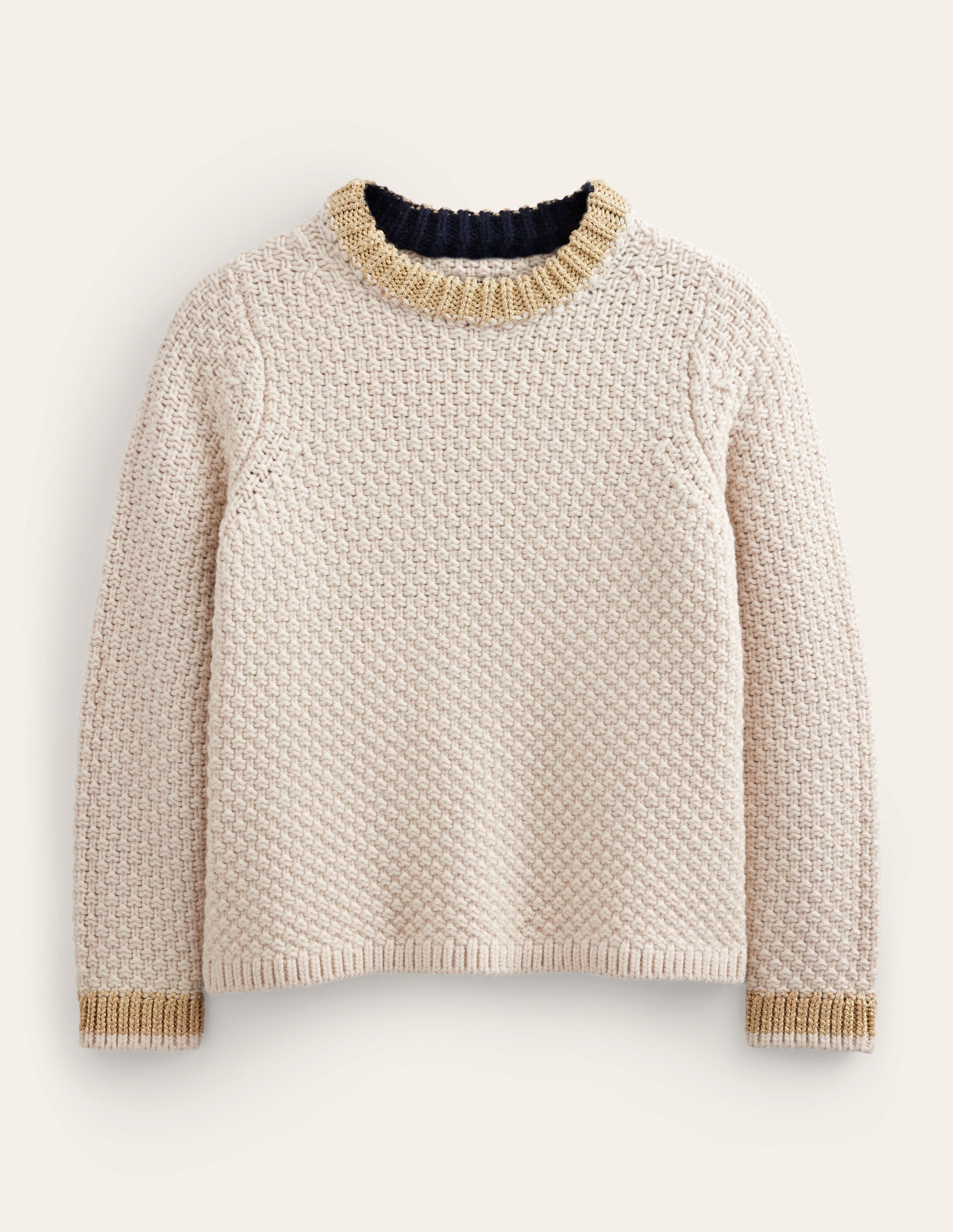 Textured Chunky Wool Sweater-Shearling, Gold-5