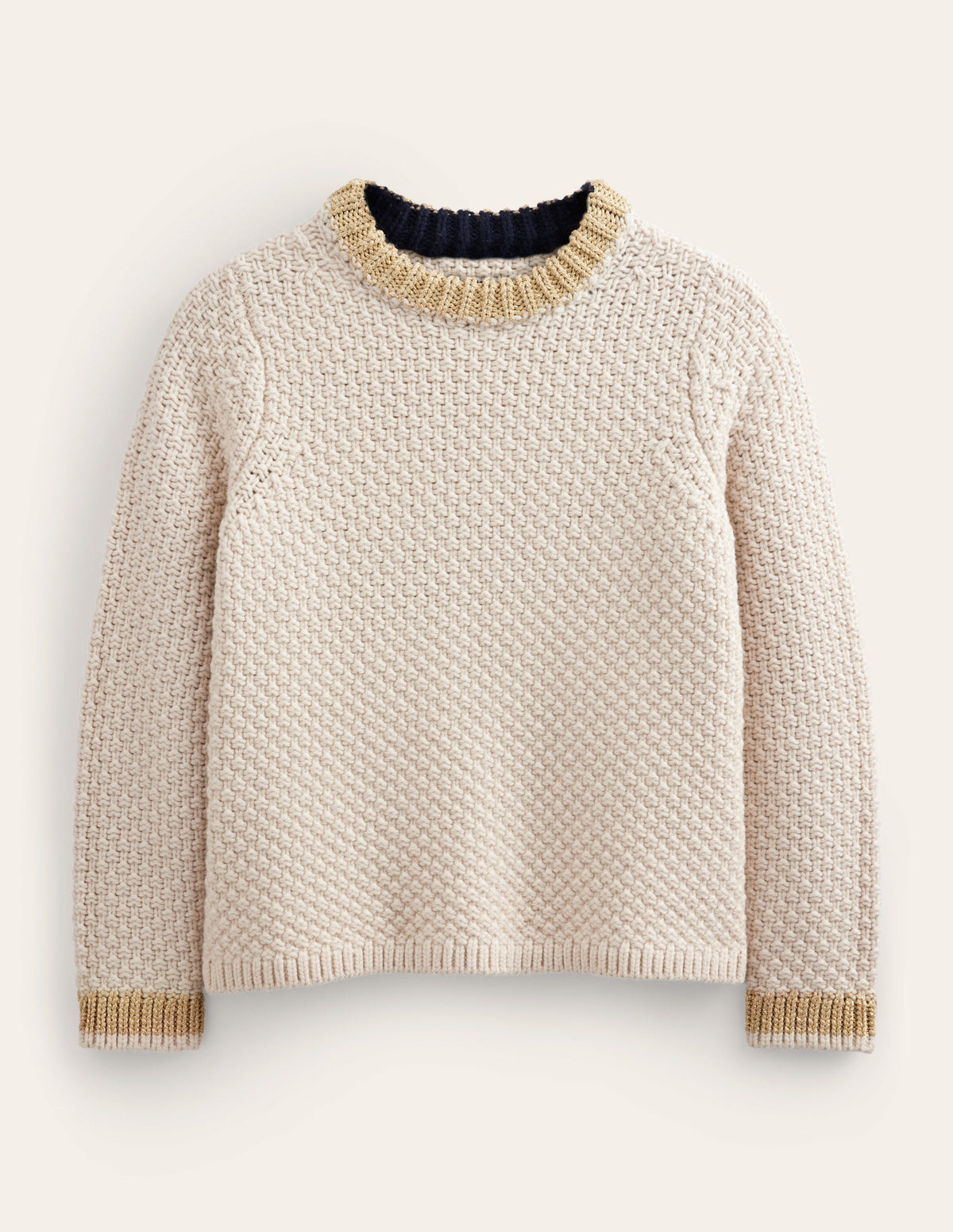 Textured Chunky Wool Sweater-Shearling, Gold - Image 5