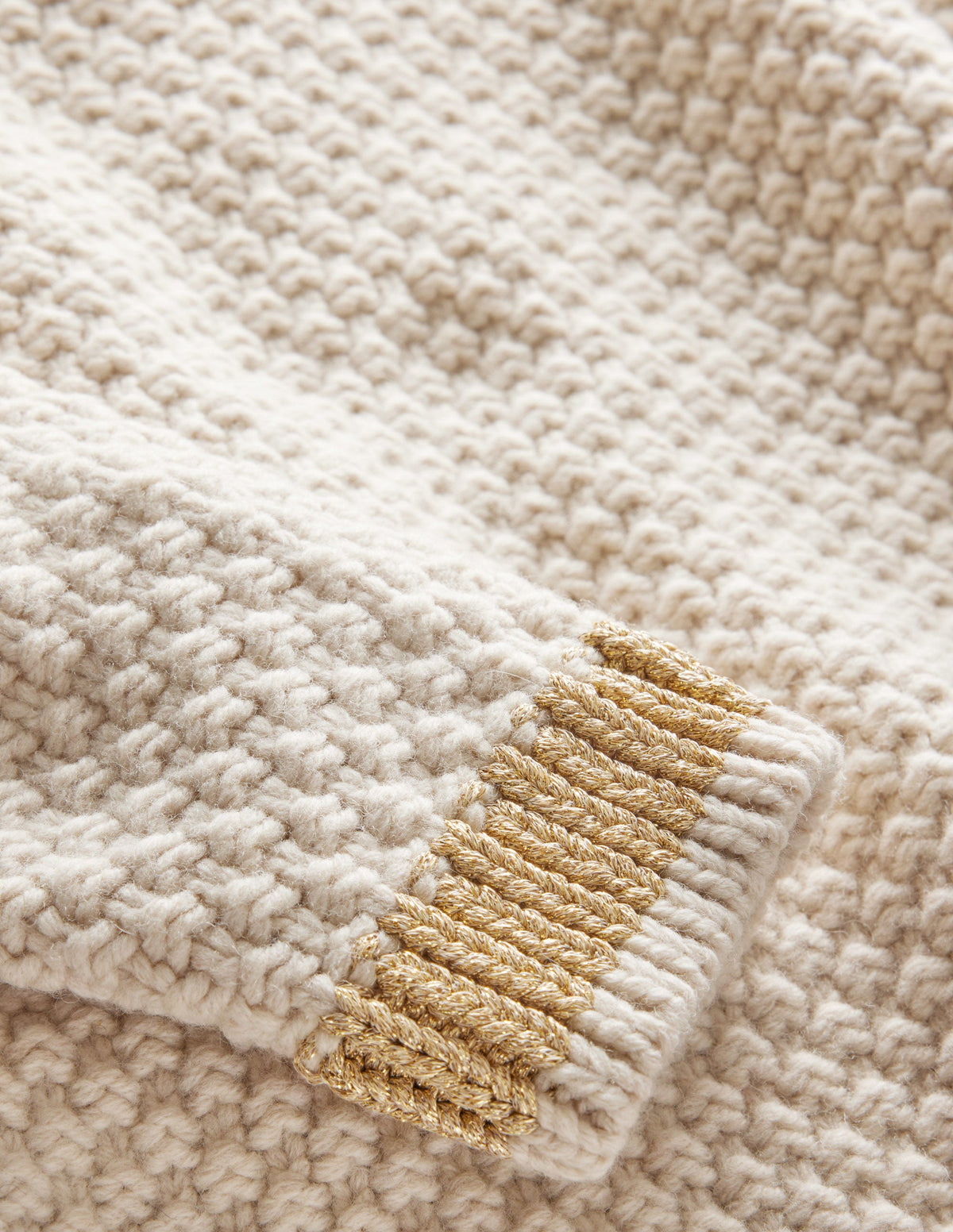 Textured Chunky Wool Sweater-Shearling, Gold-6