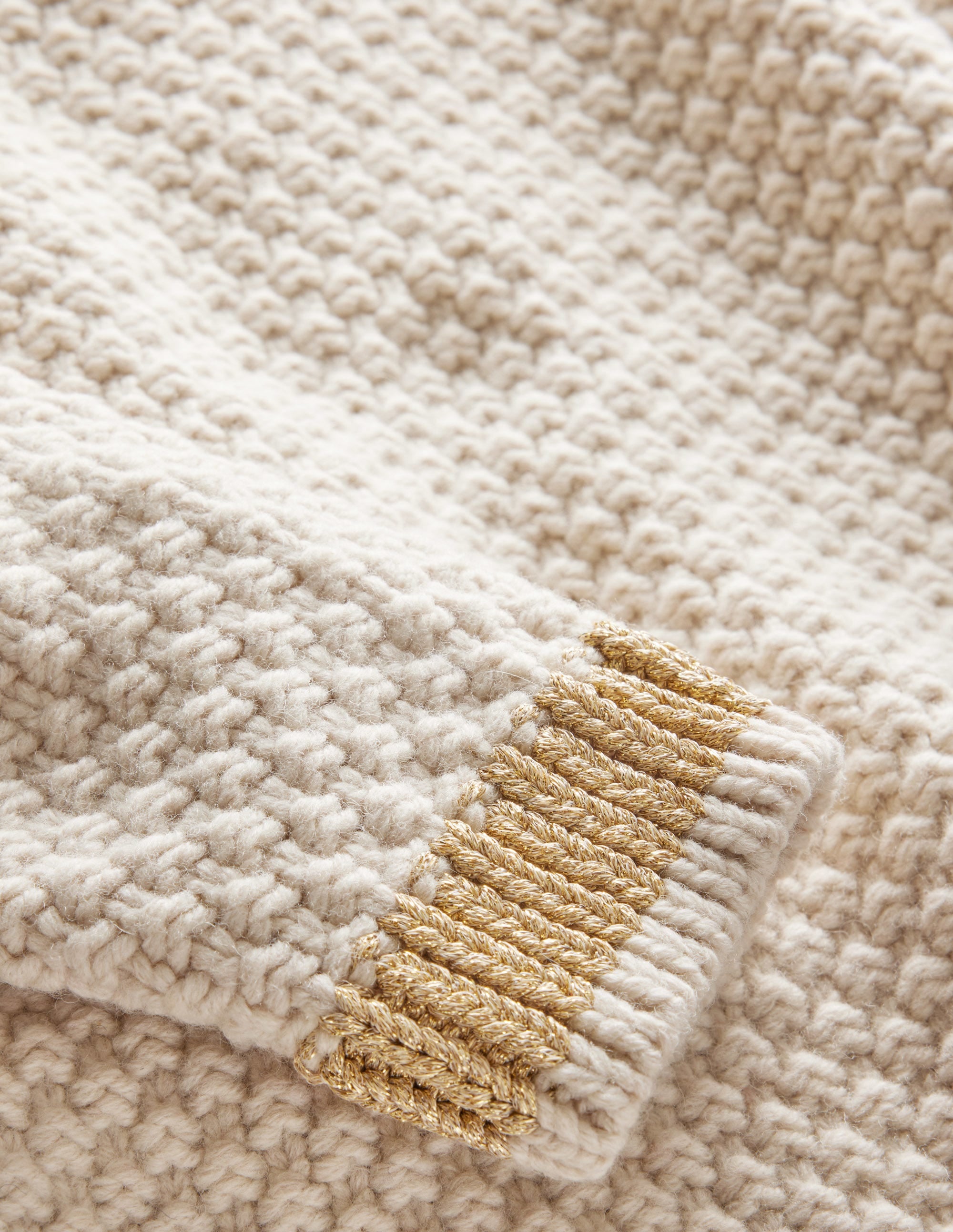 Textured Chunky Wool Sweater-Shearling, Gold - Image 6