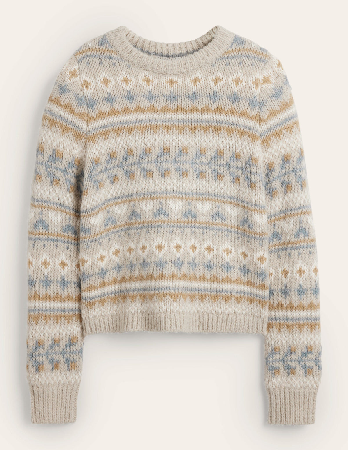 Fluffy Fair Isle Sweater-Oatmeal Melange Fairisle - Image 5