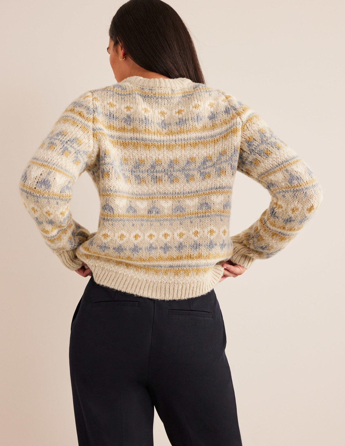 Fluffy Fair Isle Sweater-Oatmeal Melange Fairisle - Image 3