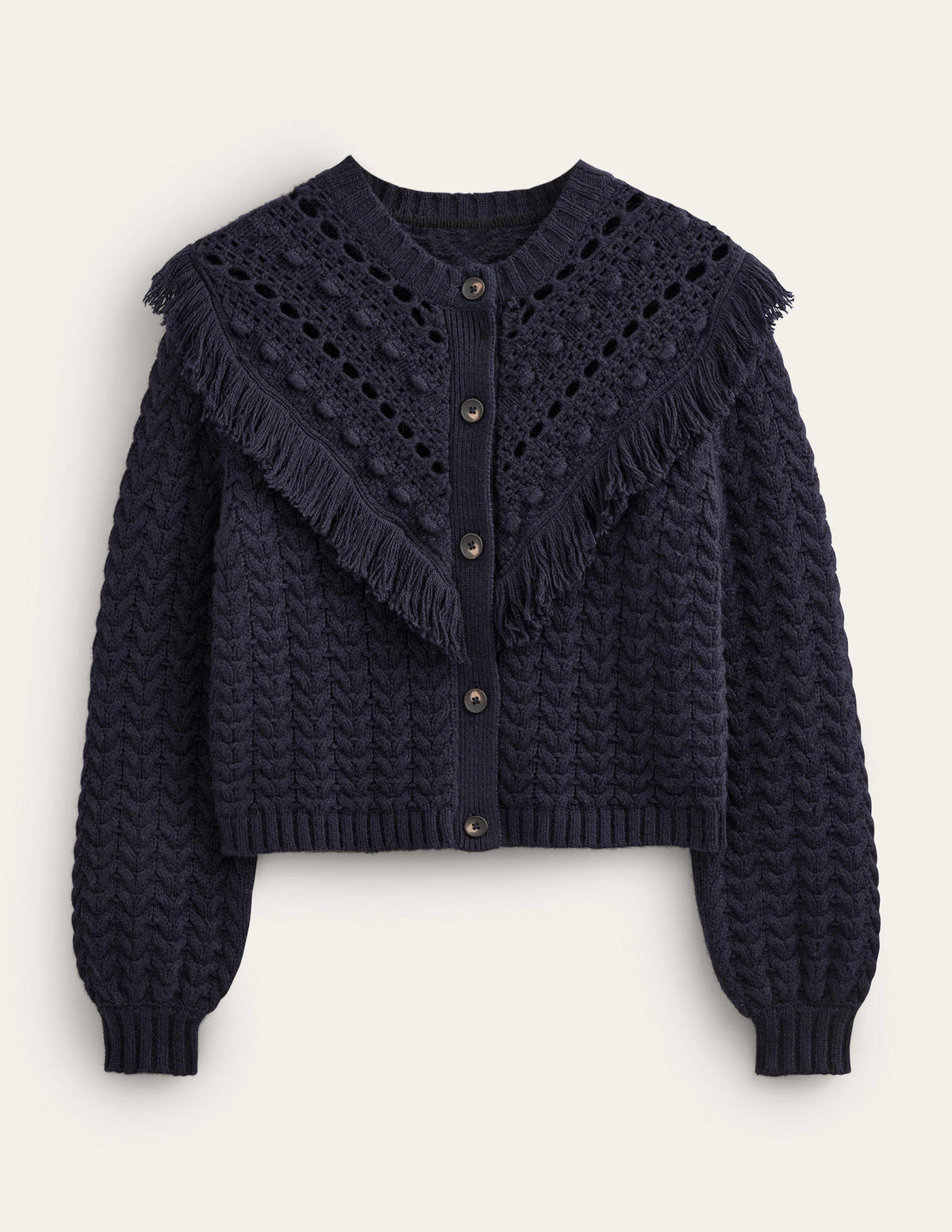 Fringe Detail Cardigan-Navy-6