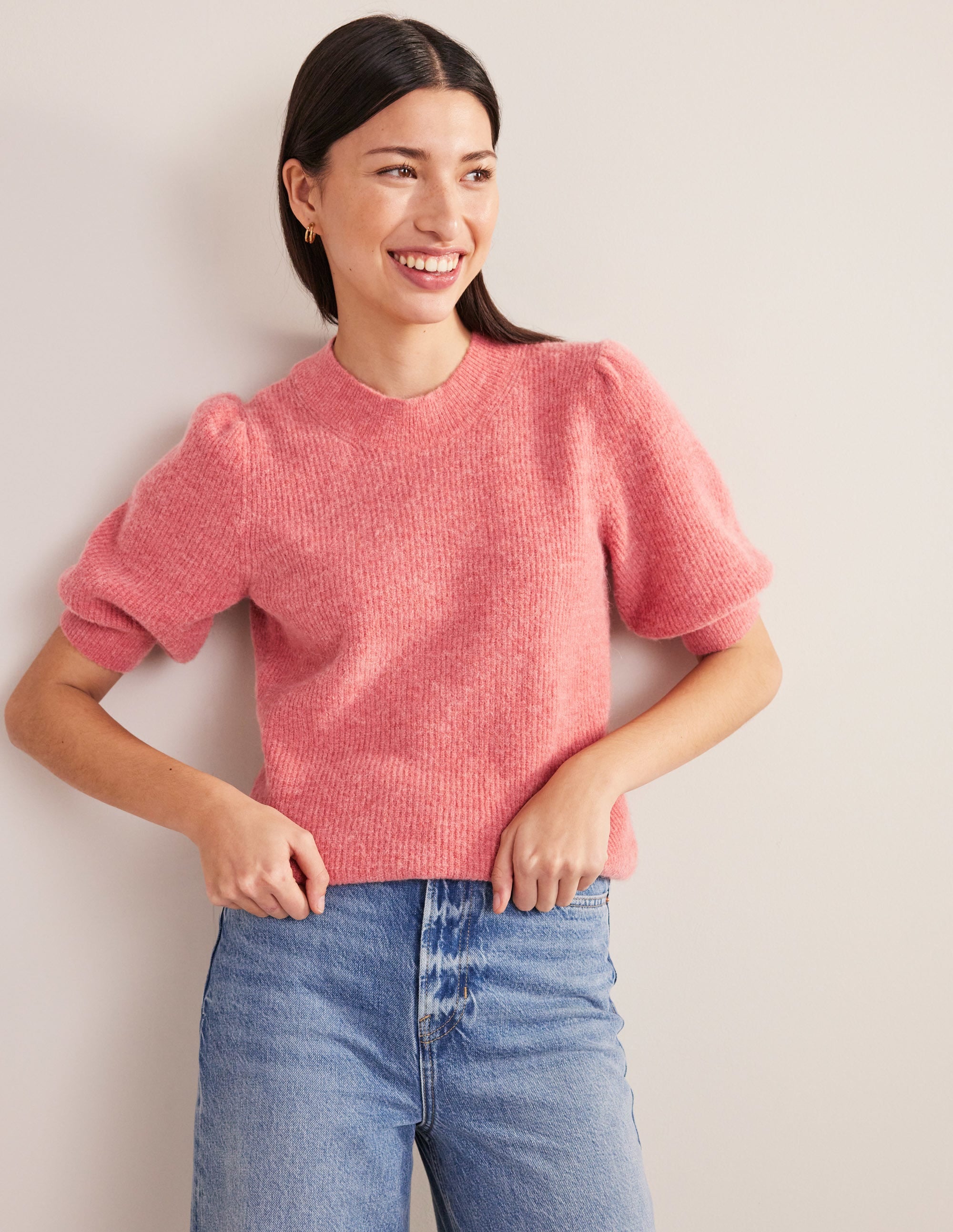 Ribbed Fluffy Top-Faded Rose - Image 1