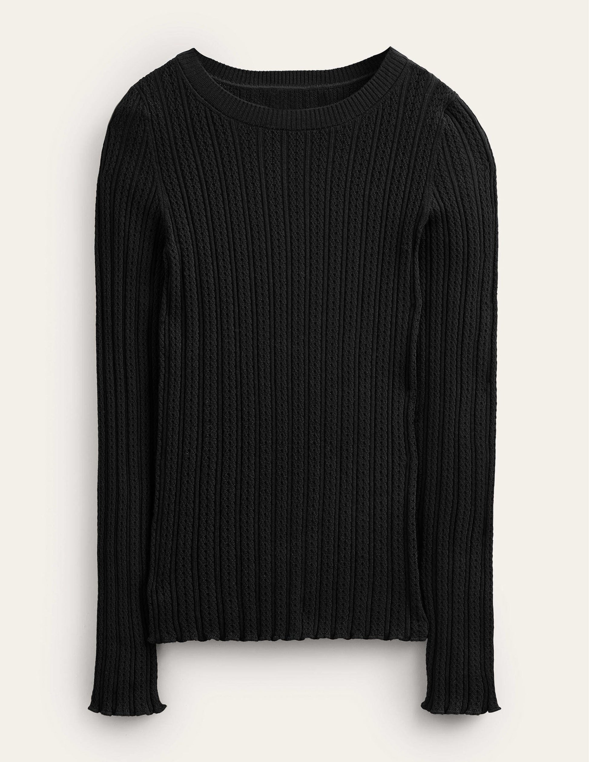Ribbed Pointelle Top-Black-6