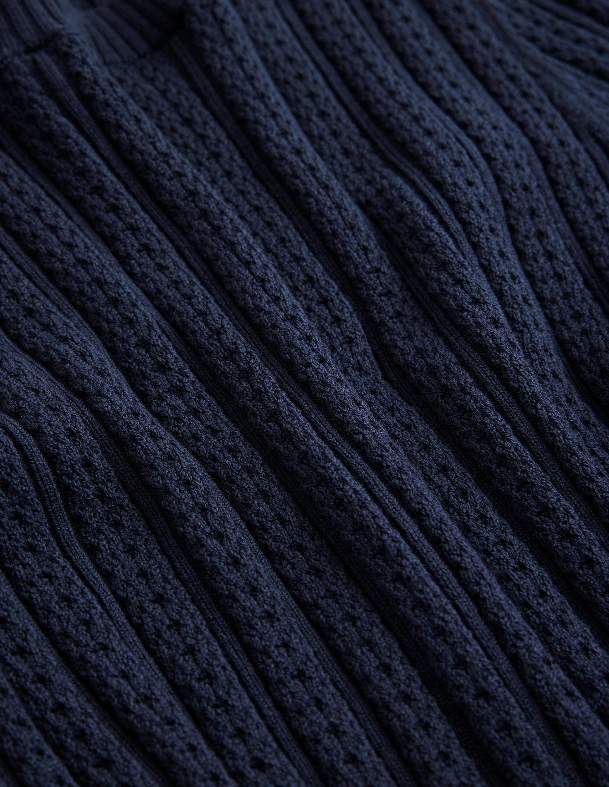 Ribbed Pointelle Top-Navy-6