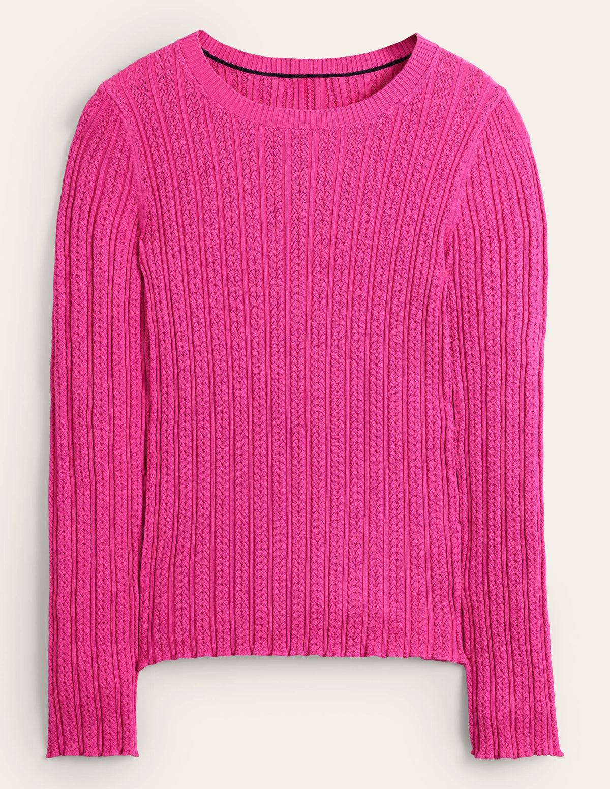 Ribbed Pointelle Top-Fuschia Fedora-5