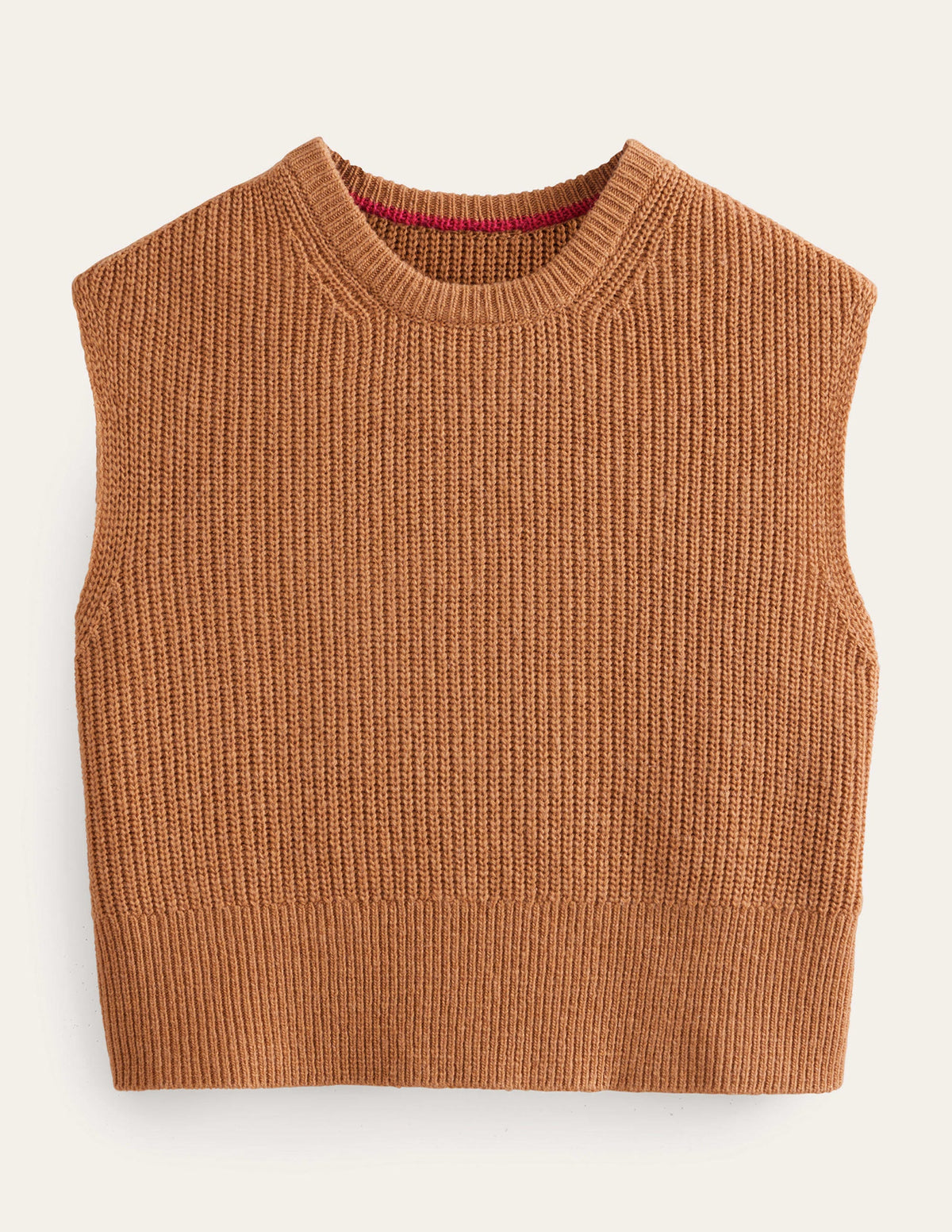 Cropped Ribbed Sweater Vest-Teddy Bear-6