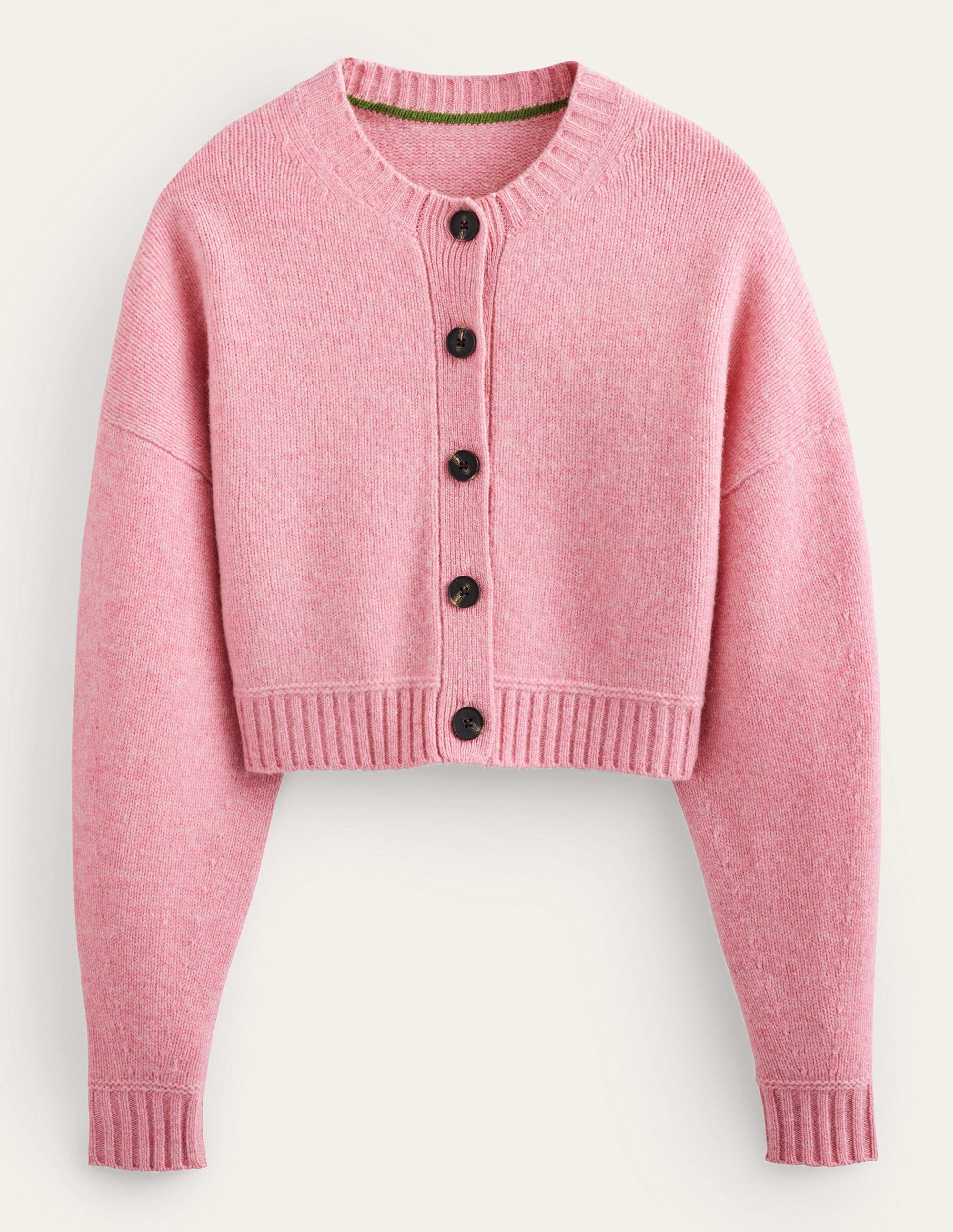 Brushed Wool Cropped Cardigan-Pink Lemonade - Image 6