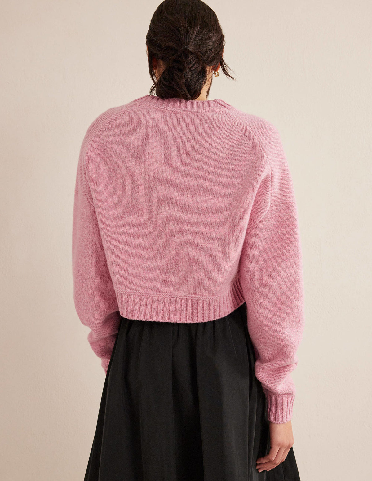 Brushed Wool Cropped Cardigan-Pink Lemonade-3