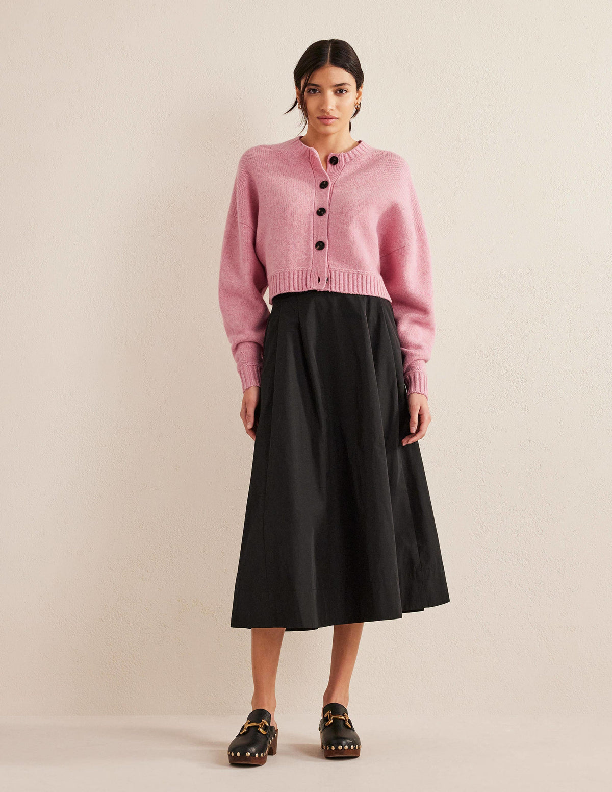 Brushed Wool Cropped Cardigan-Pink Lemonade - Image 5