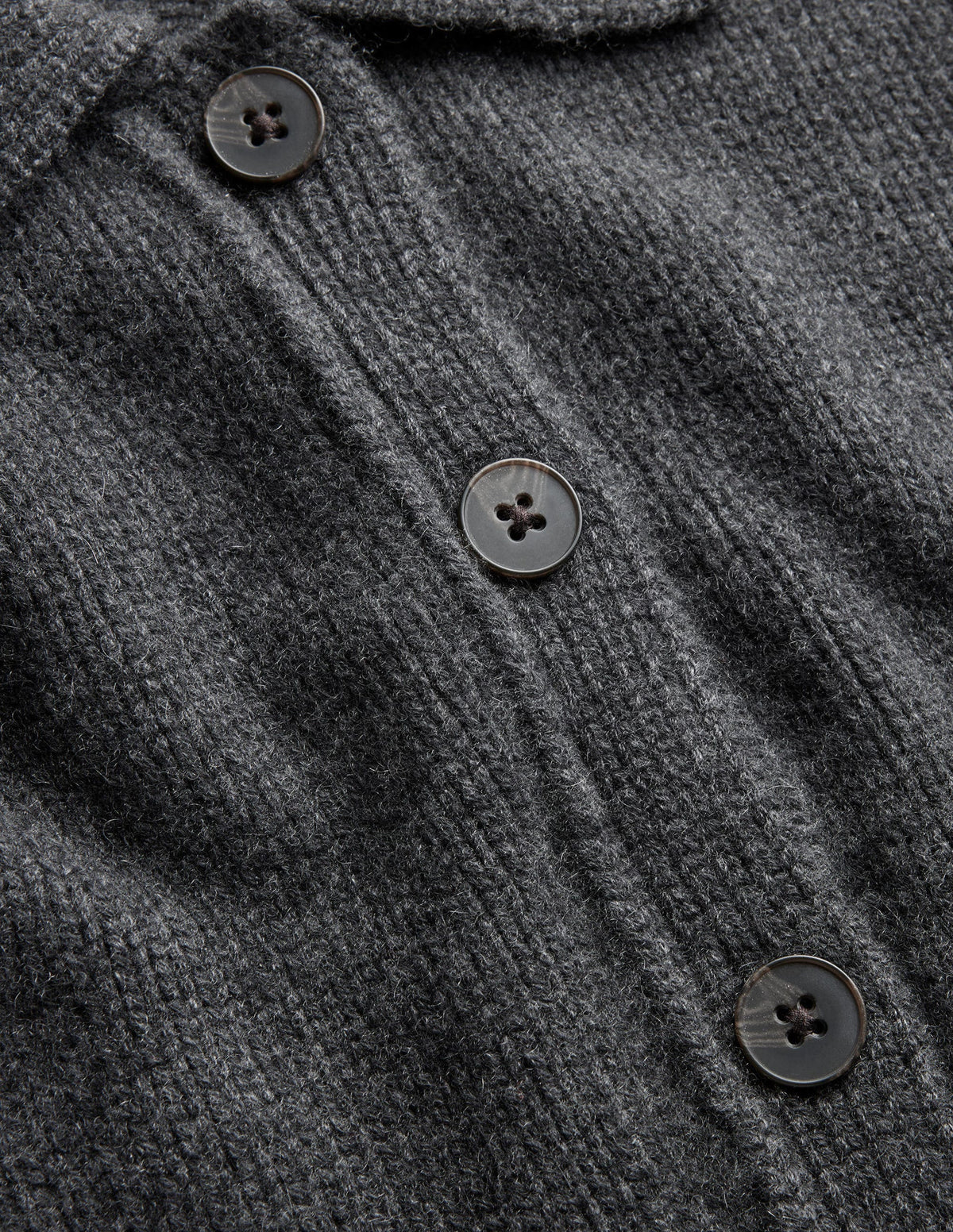 Collared Cashmere Cardigan-Charcoal Melange - Image 3