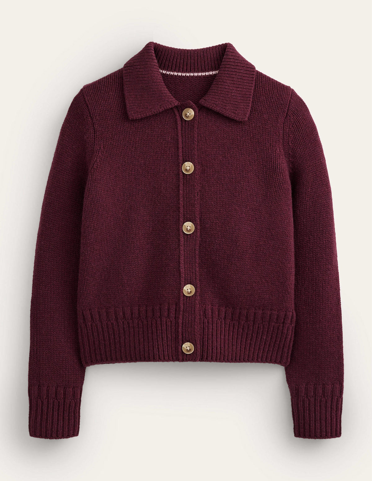 Collared Cashmere Cardigan-Mulled Wine Melange - Image 5