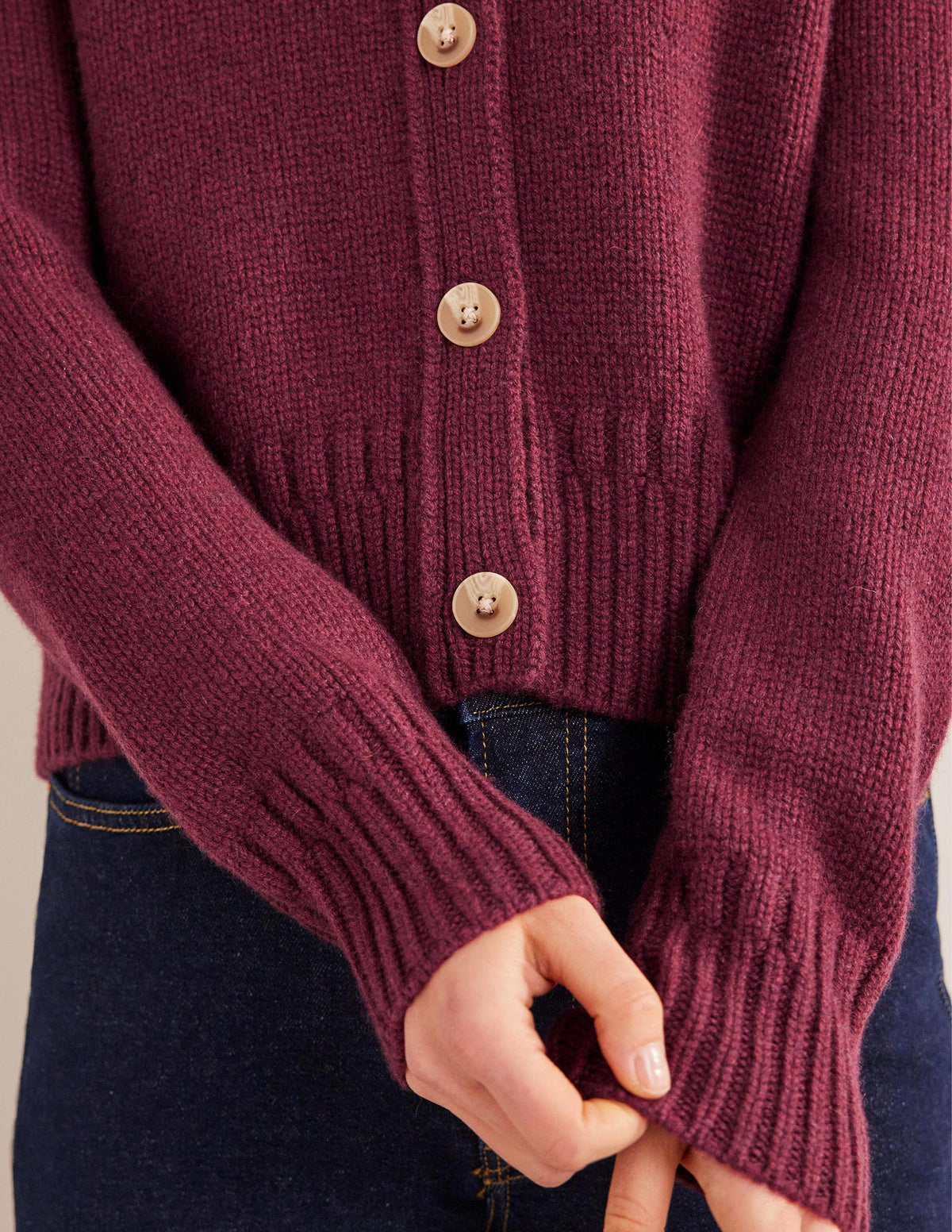 Collared Cashmere Cardigan-Mulled Wine Melange - Image 4