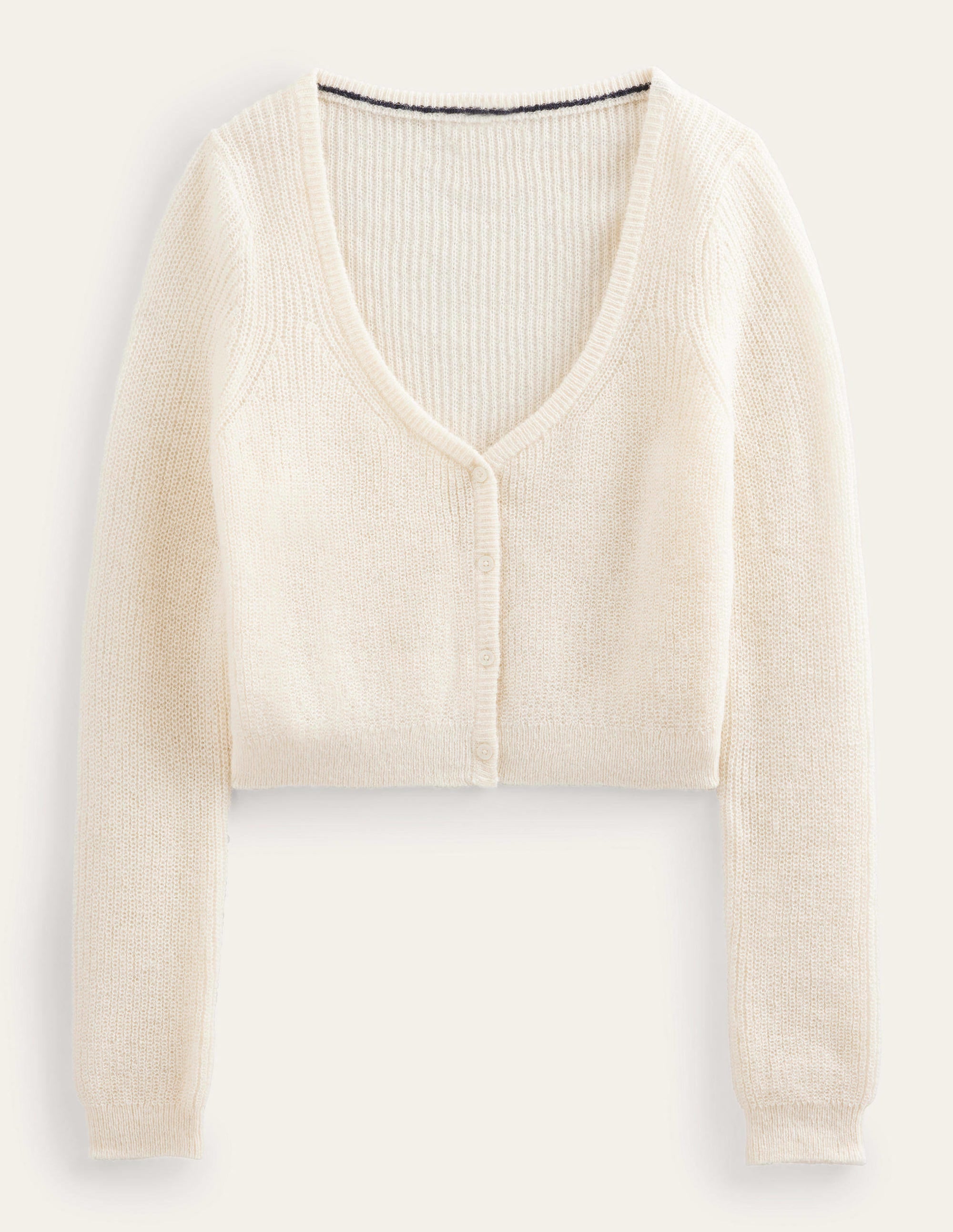Cropped Fluffy Cardigan-Warm Ivory - Image 5