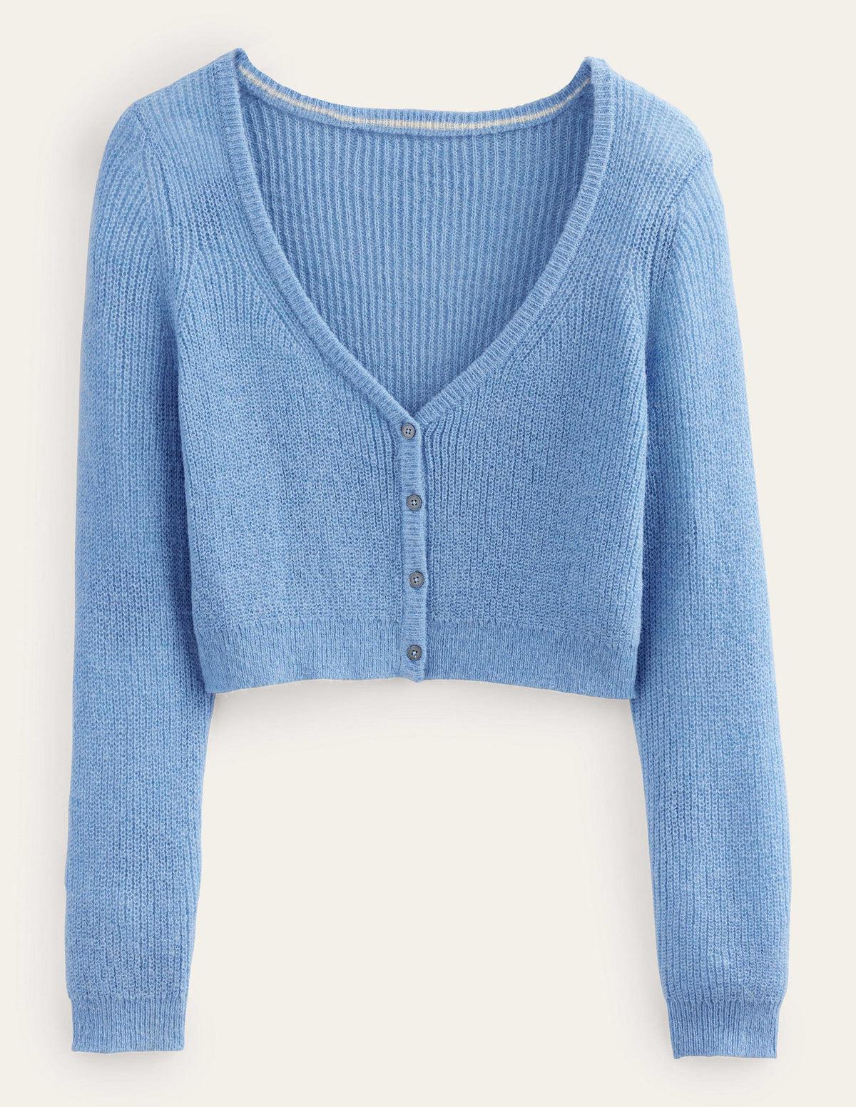Cropped Fluffy Cardigan-Linseed - Image 5