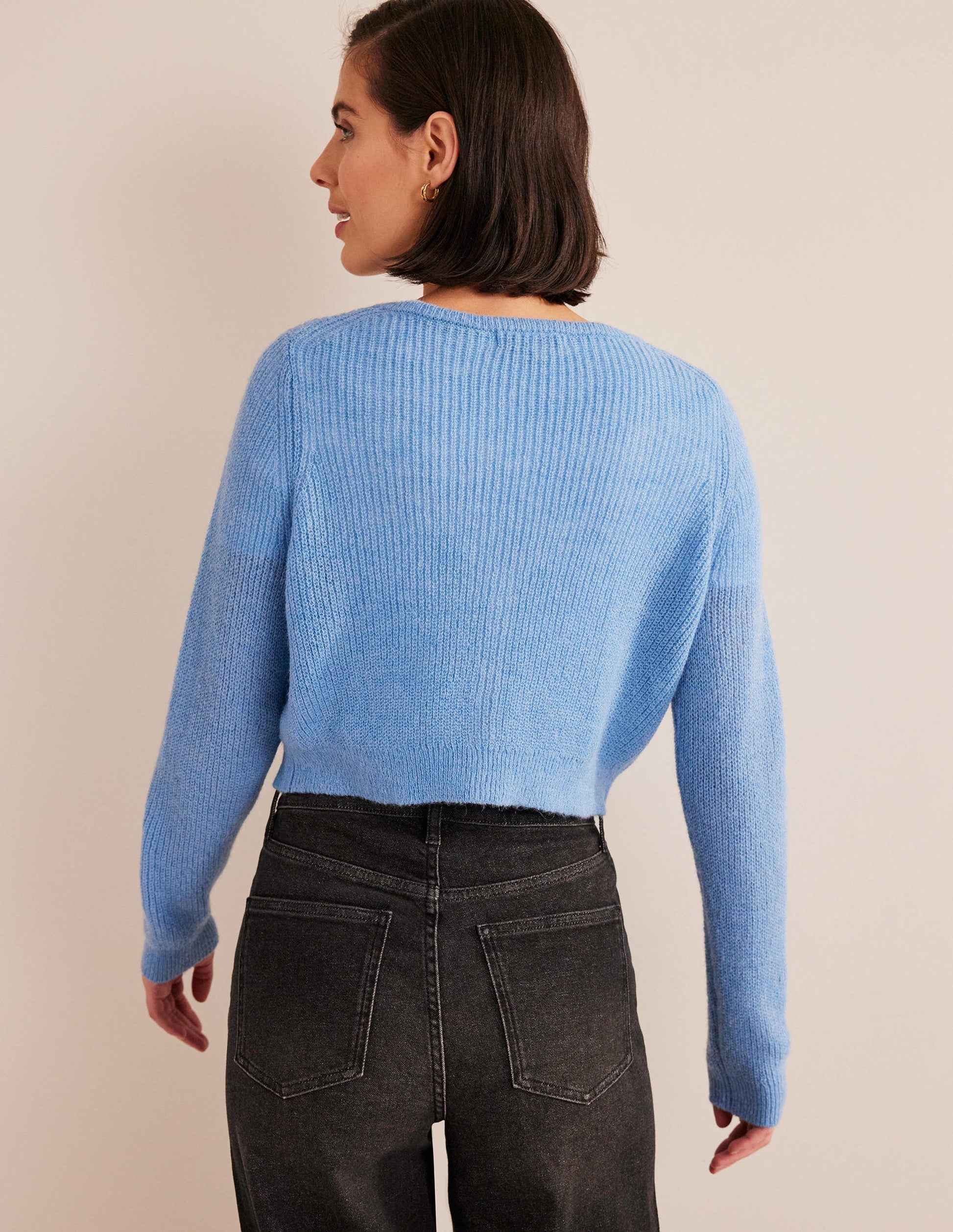 Cropped Fluffy Cardigan-Linseed-3