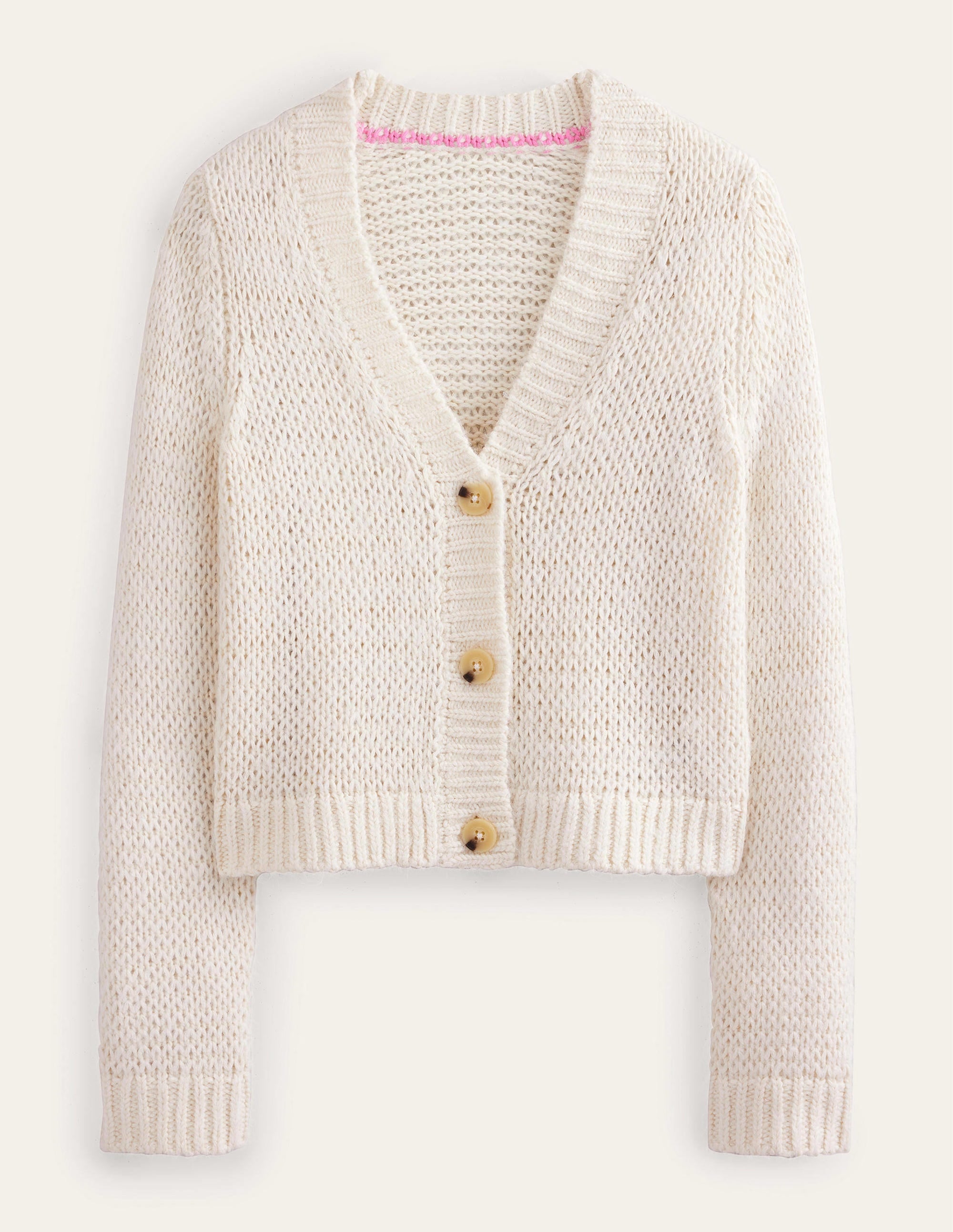 Fluffy Open Stitch Cardigan-Warm Ivory - Image 5