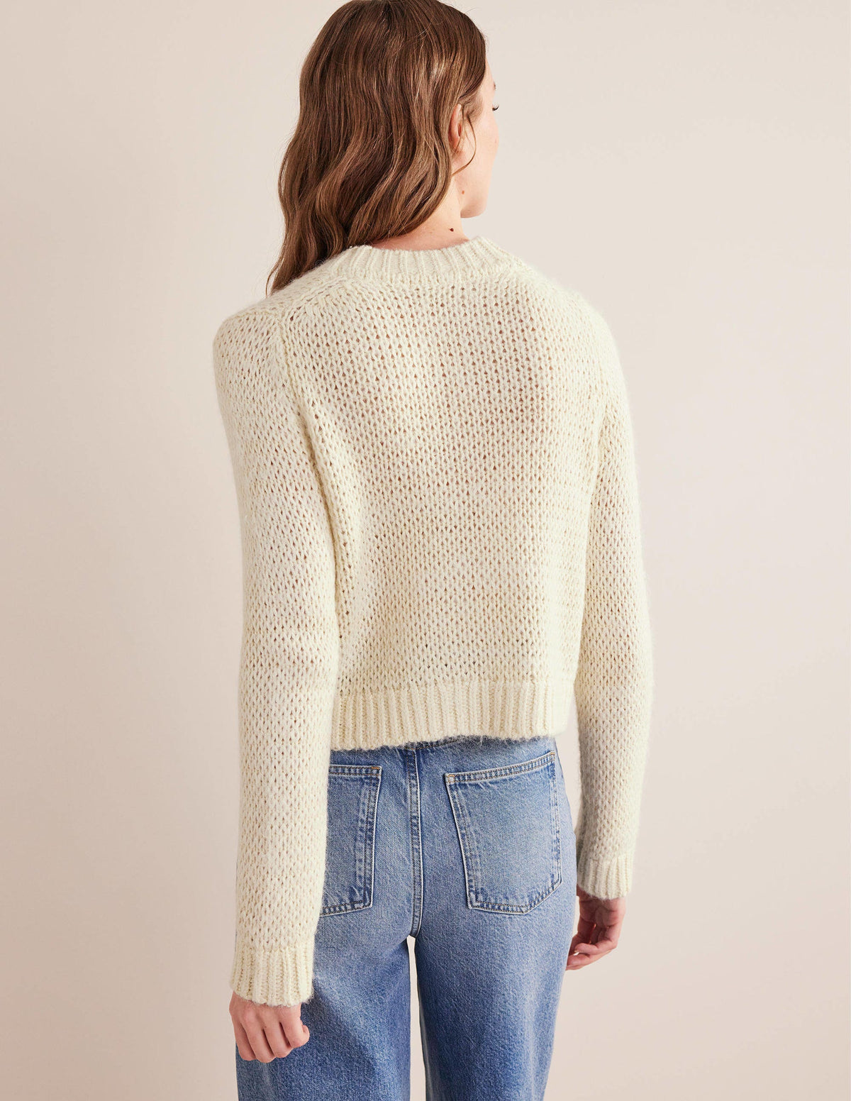 Fluffy Open Stitch Cardigan-Warm Ivory-3