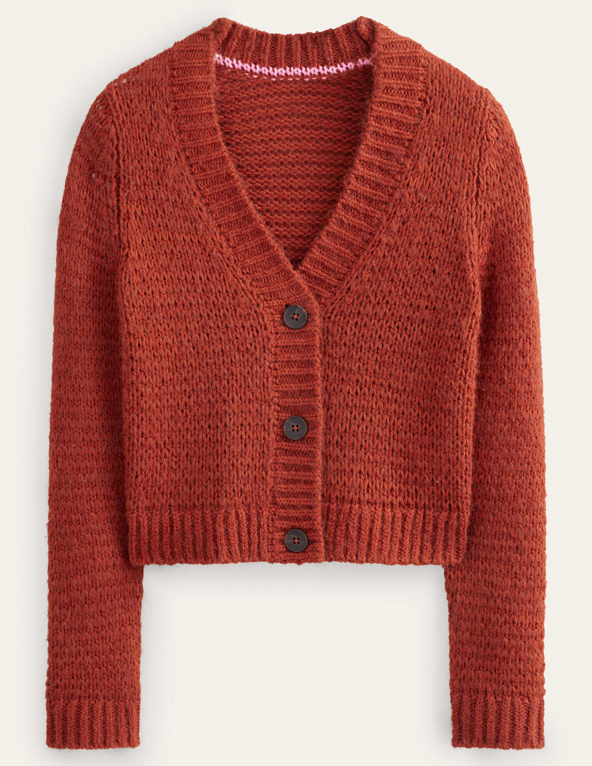 Fluffy Open Stitch Cardigan-Rust-5