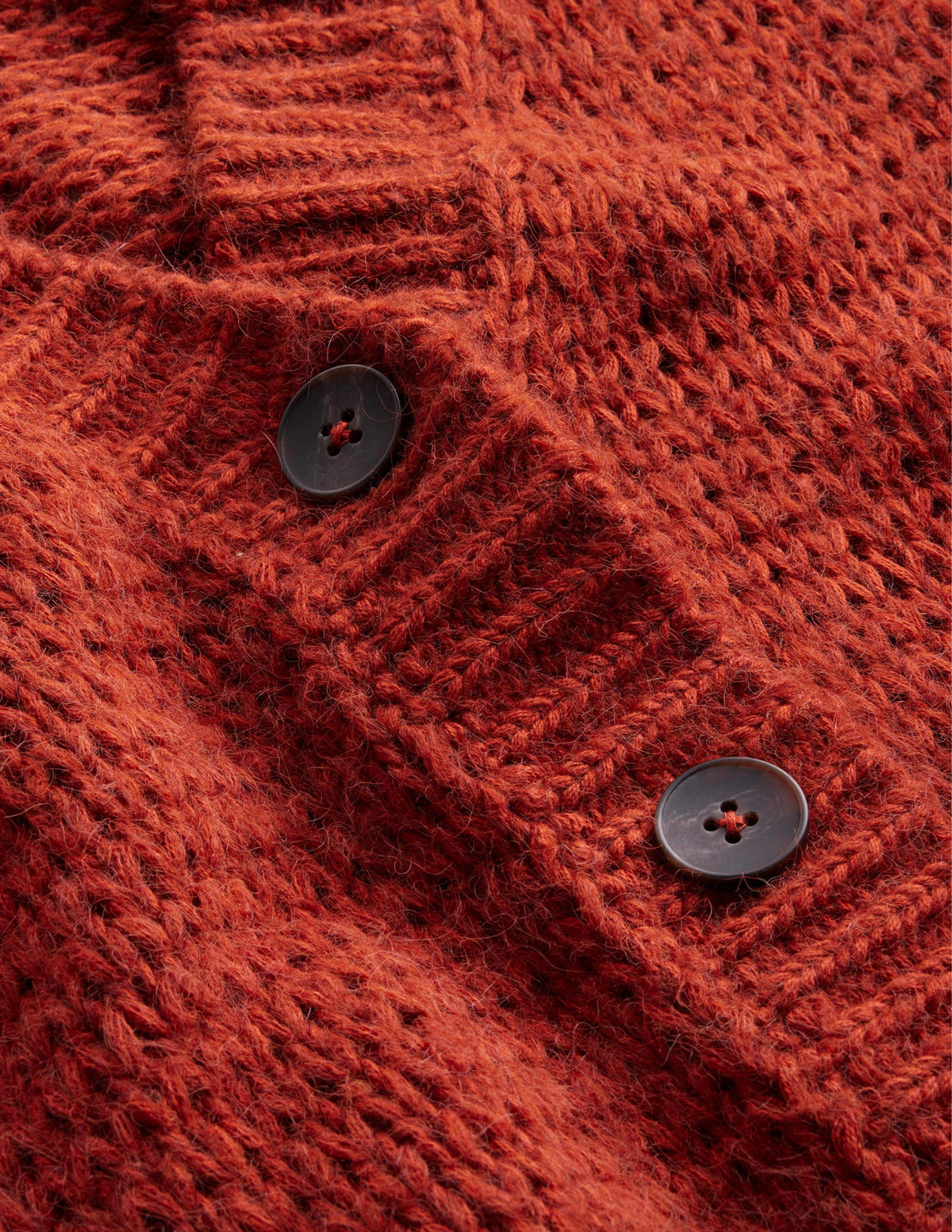 Fluffy Open Stitch Cardigan-Rust - Image 6