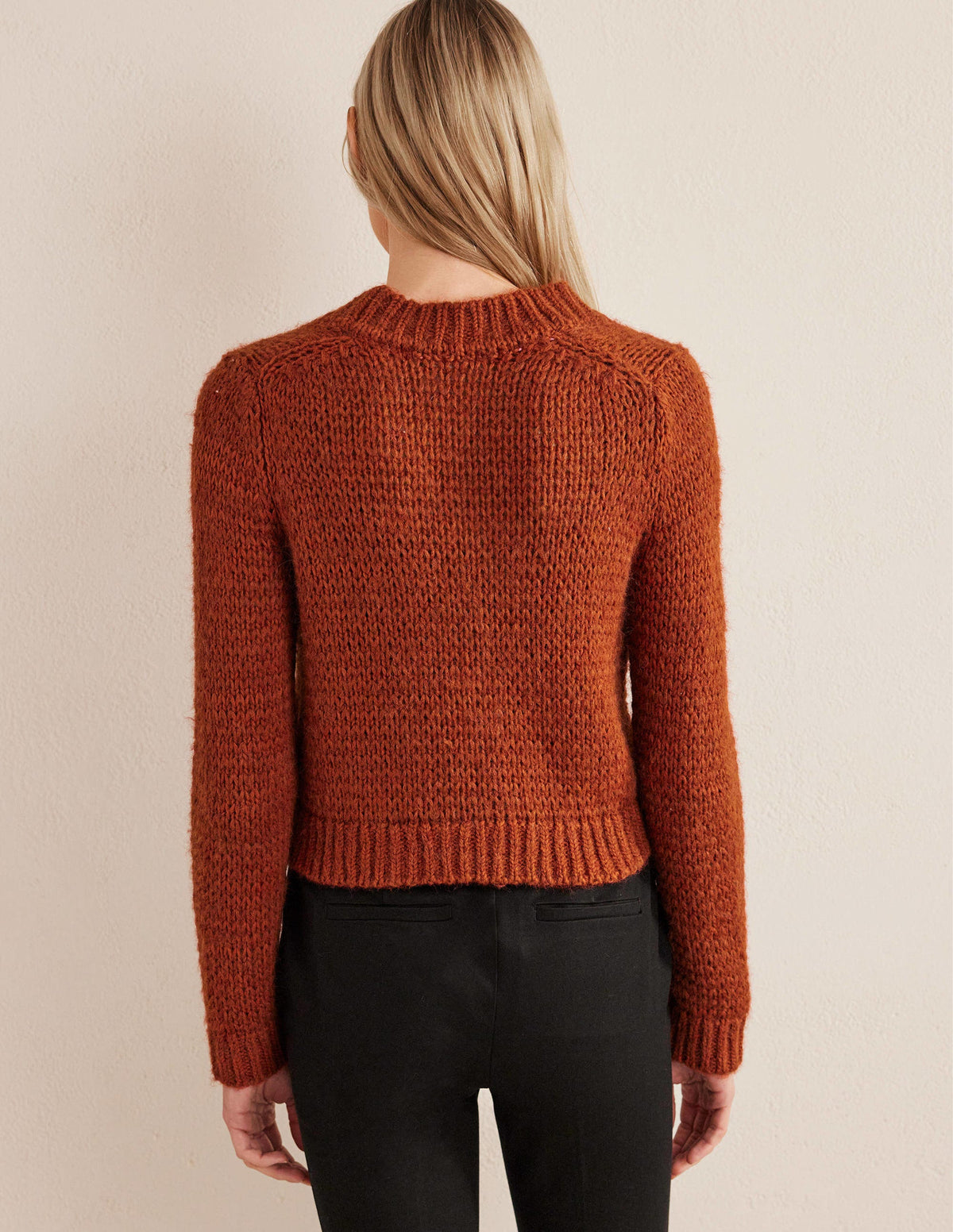 Fluffy Open Stitch Cardigan-Rust-3