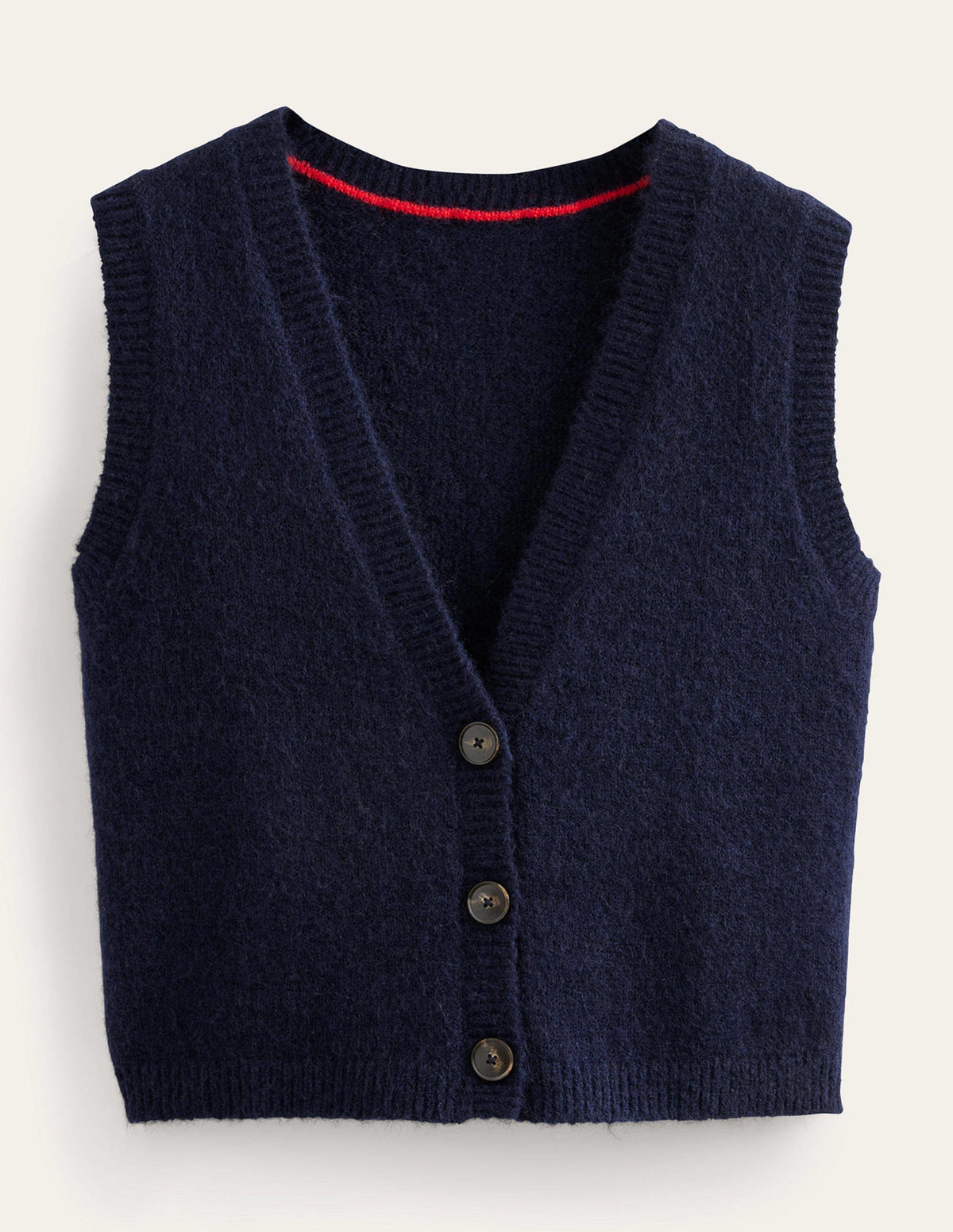 Cropped Fluffy Cardigan Tank-Navy-5