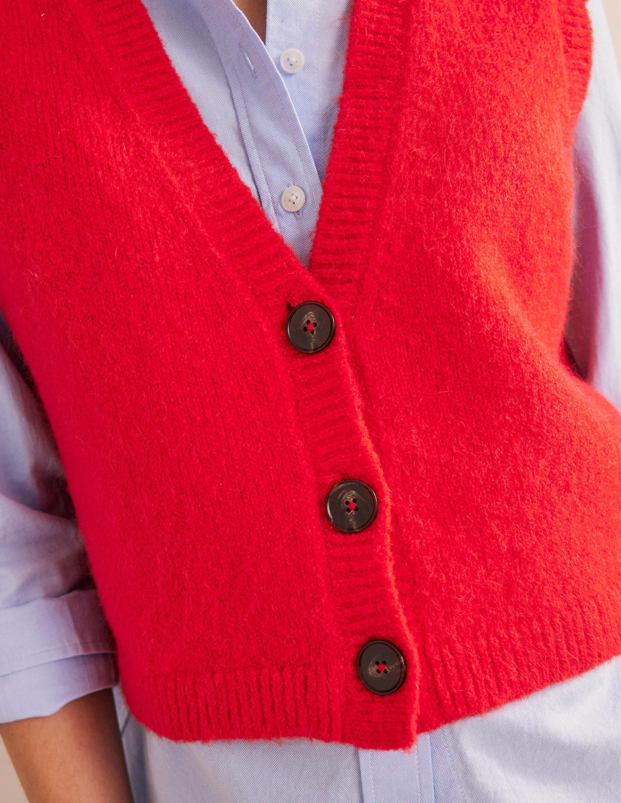 Cropped Fluffy Cardigan Tank-High Risk Red - Image 2