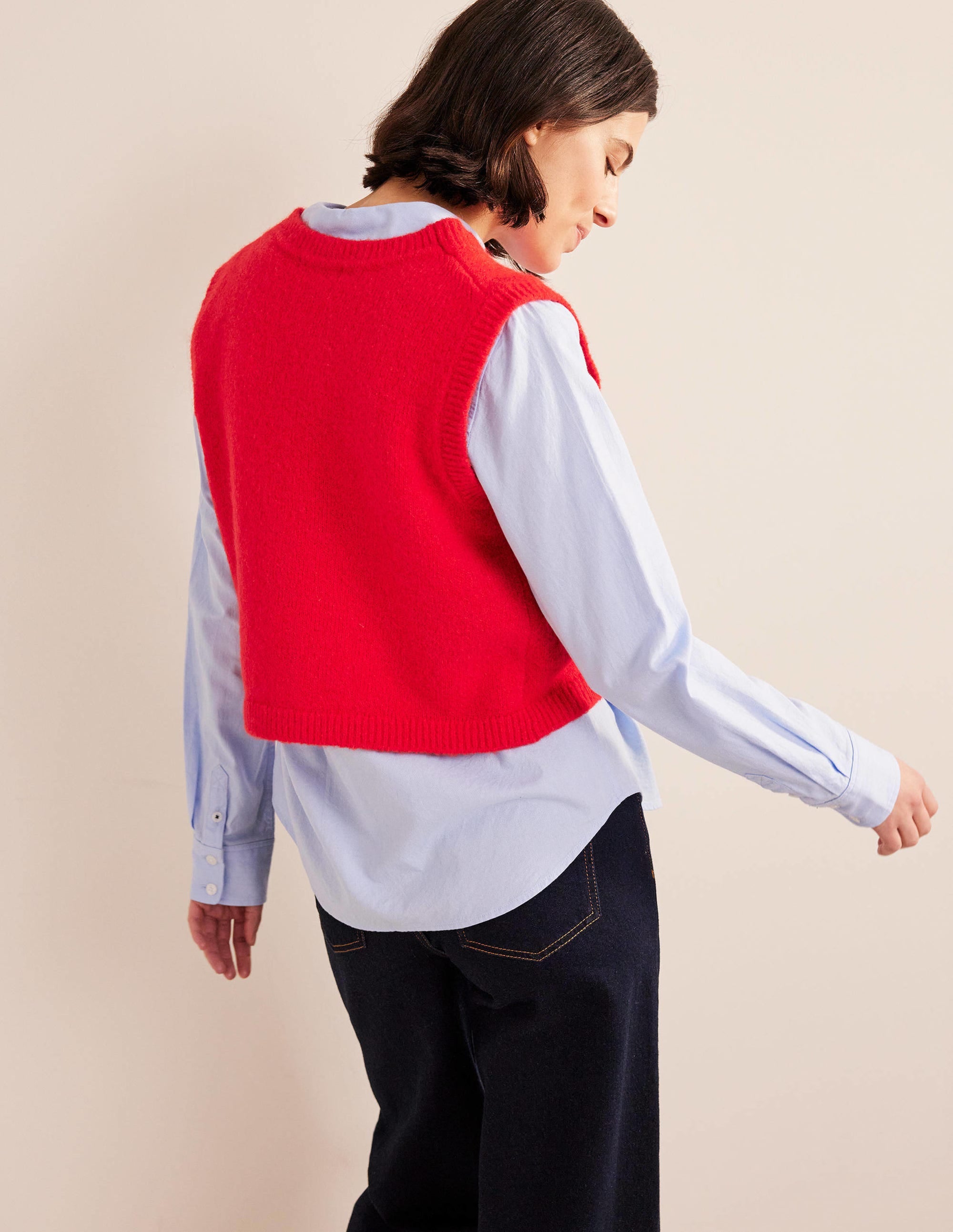 Cropped Fluffy Cardigan Tank-High Risk Red - Image 3
