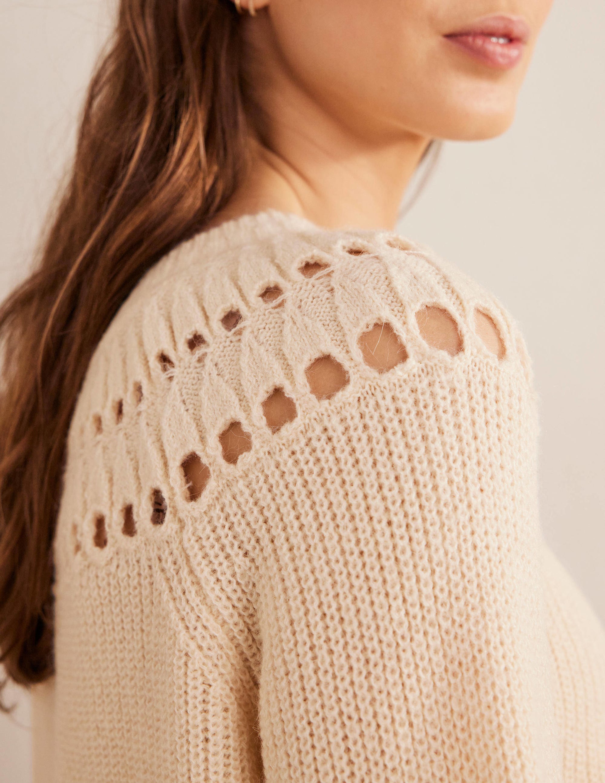 Fluffy Ruffle Sweater-Ivory Marl - Image 2
