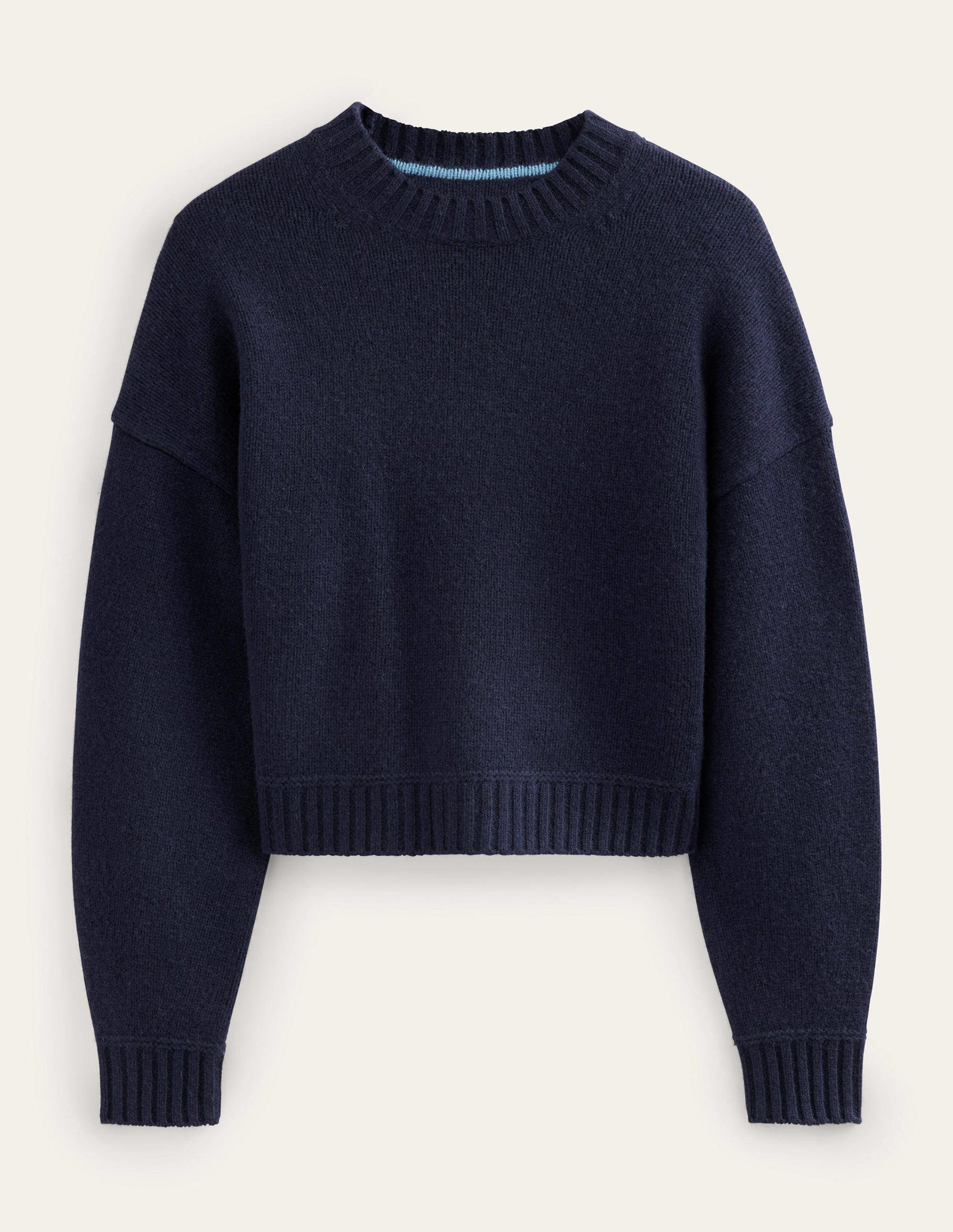 Brushed Wool Cropped Sweater-Navy-8