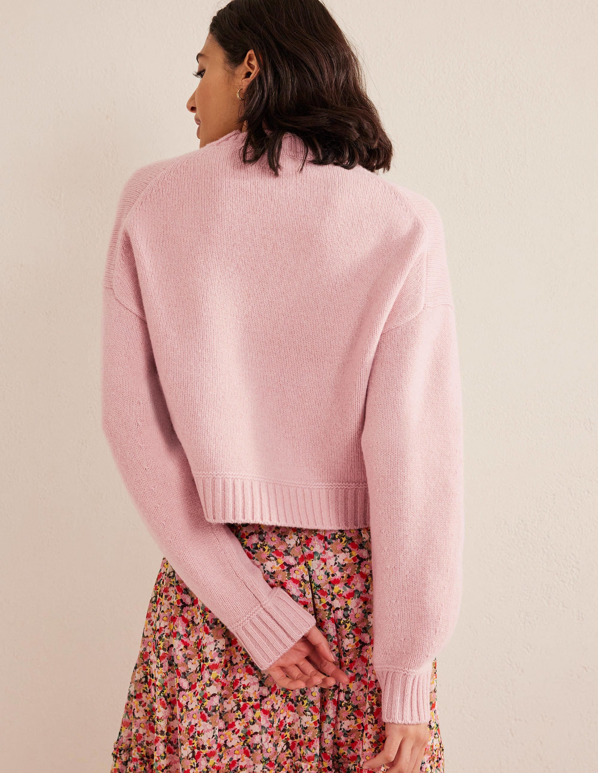 Brushed Wool Cropped Sweater-Chalky Pink - Image 3
