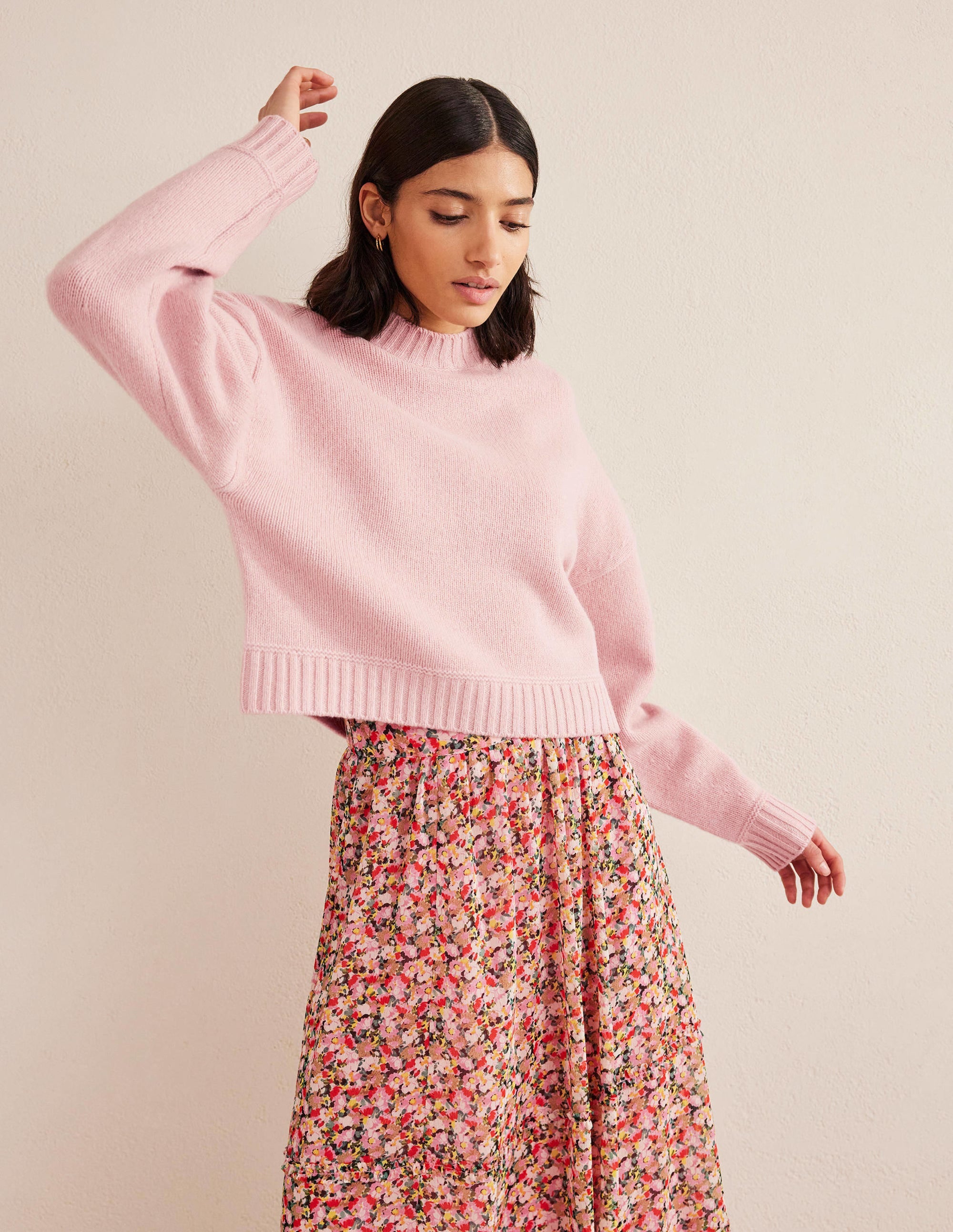 Brushed Wool Cropped Sweater-Chalky Pink - Image 5