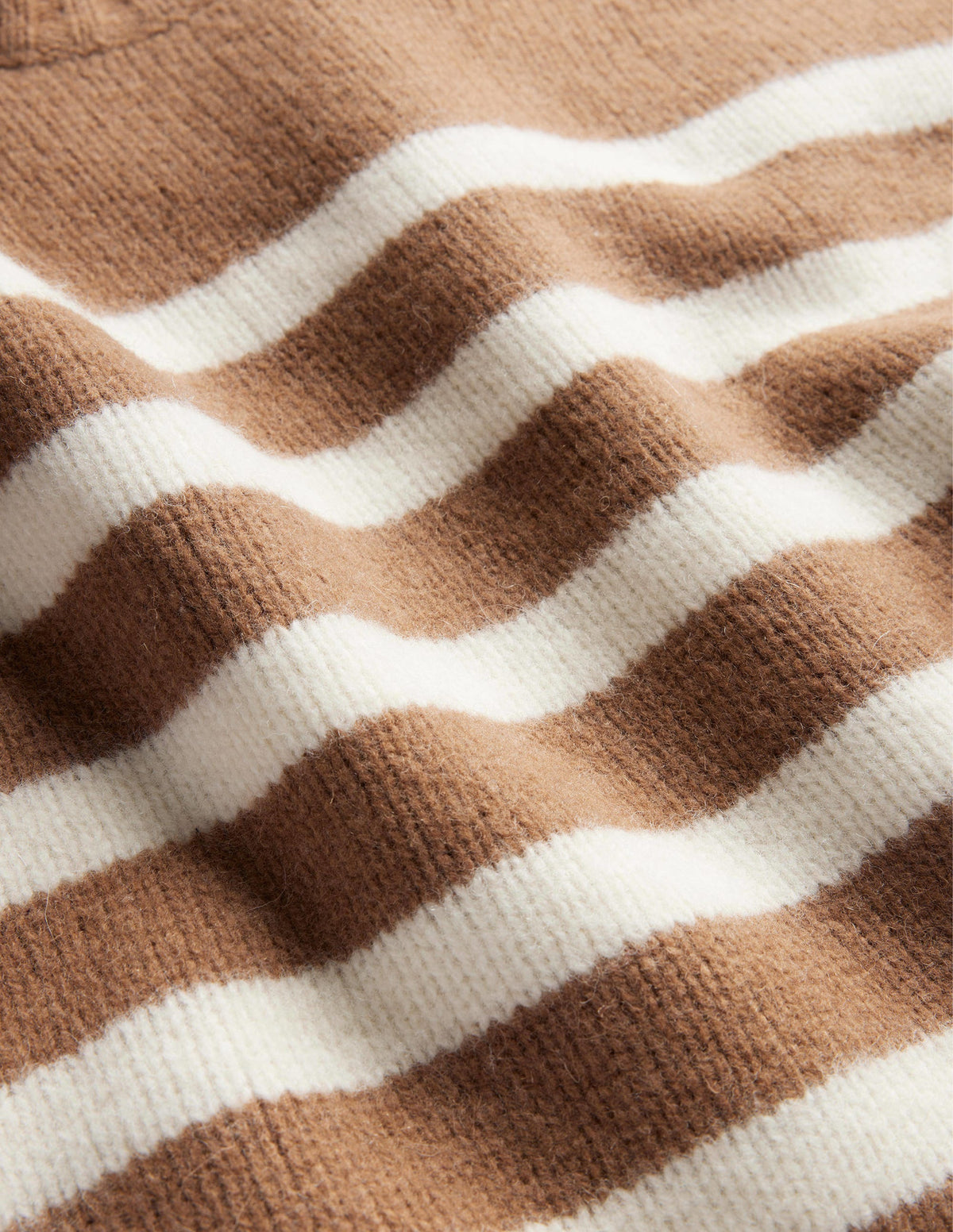 Brushed Wool Cropped Sweater-Teddy Bear, Ivory Stripe - Image 7