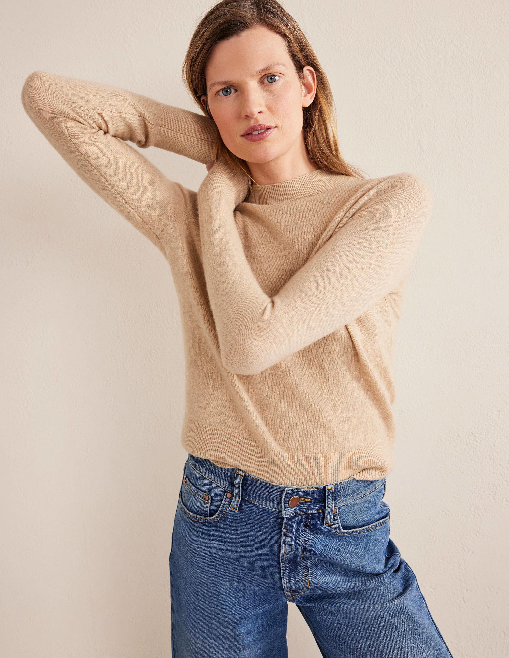 Cashmere Stand Neck Sweater-Chinchilla Melange - Image 1