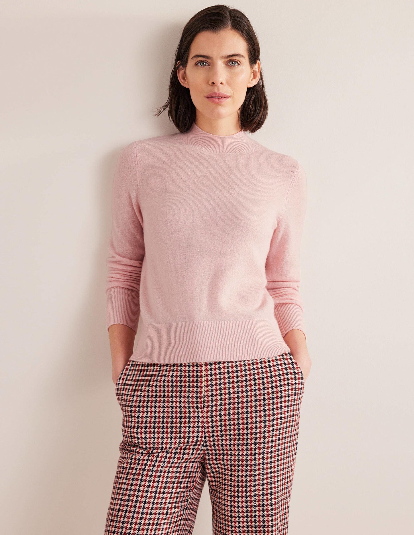 Cashmere Stand Neck Sweater-Marshmallow Pink