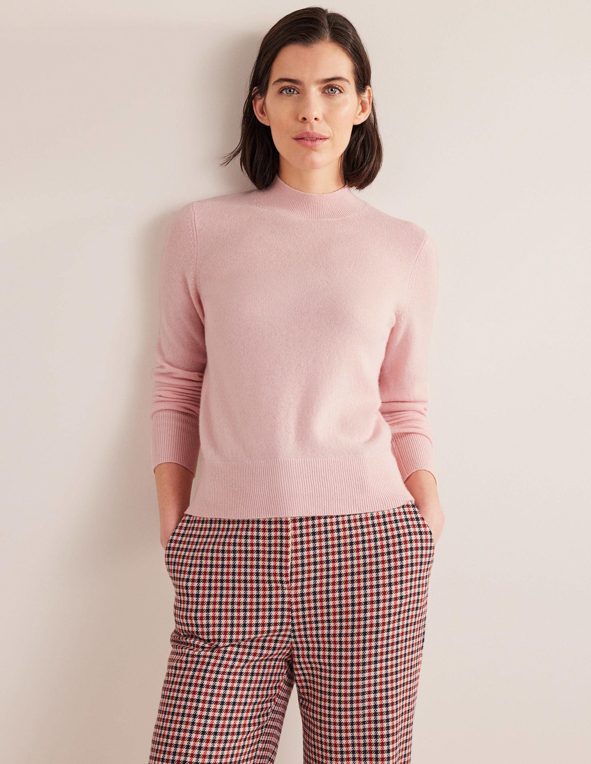 Cashmere Stand Neck Sweater-Marshmallow Pink-1