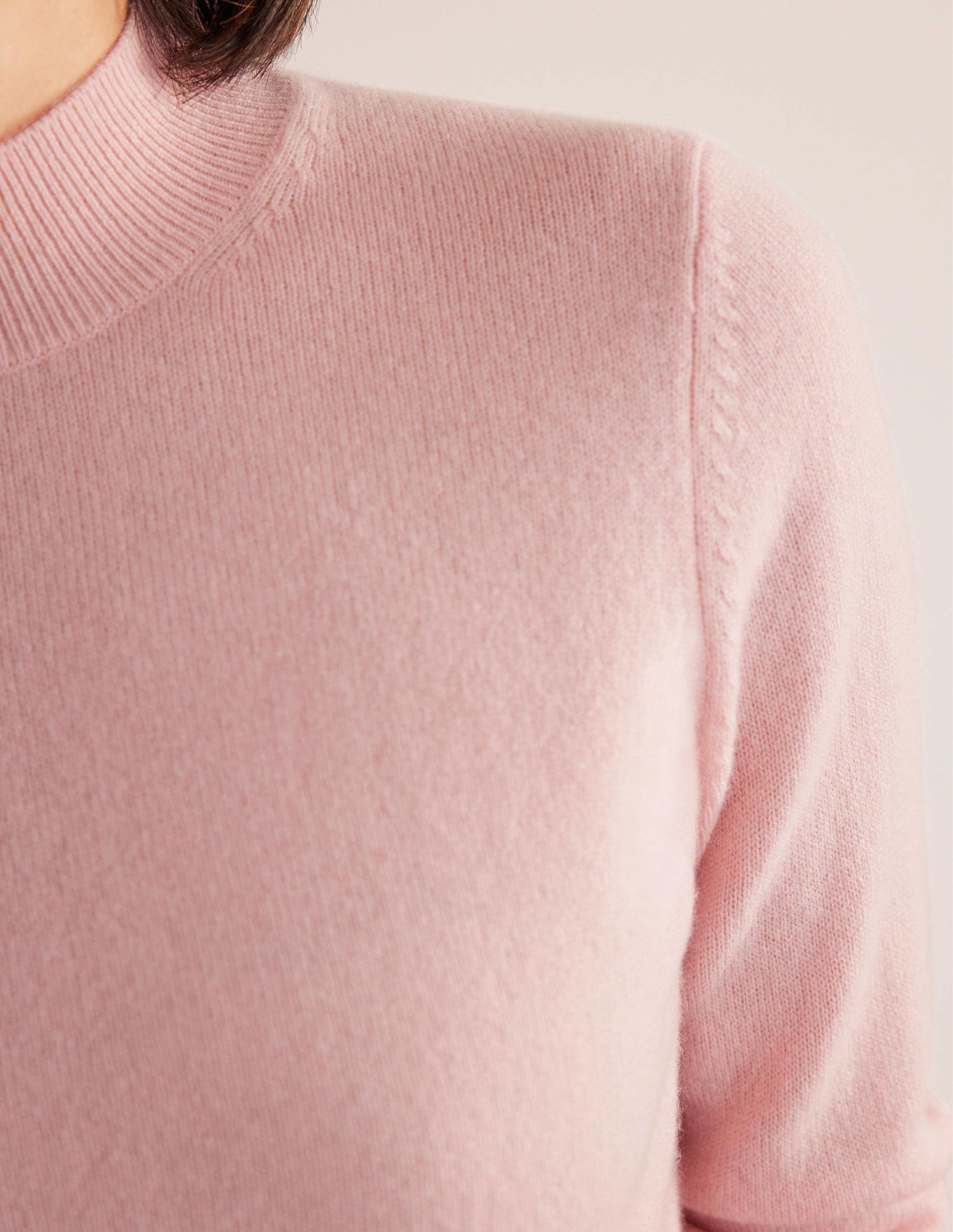 Cashmere Stand Neck Sweater-Marshmallow Pink-2