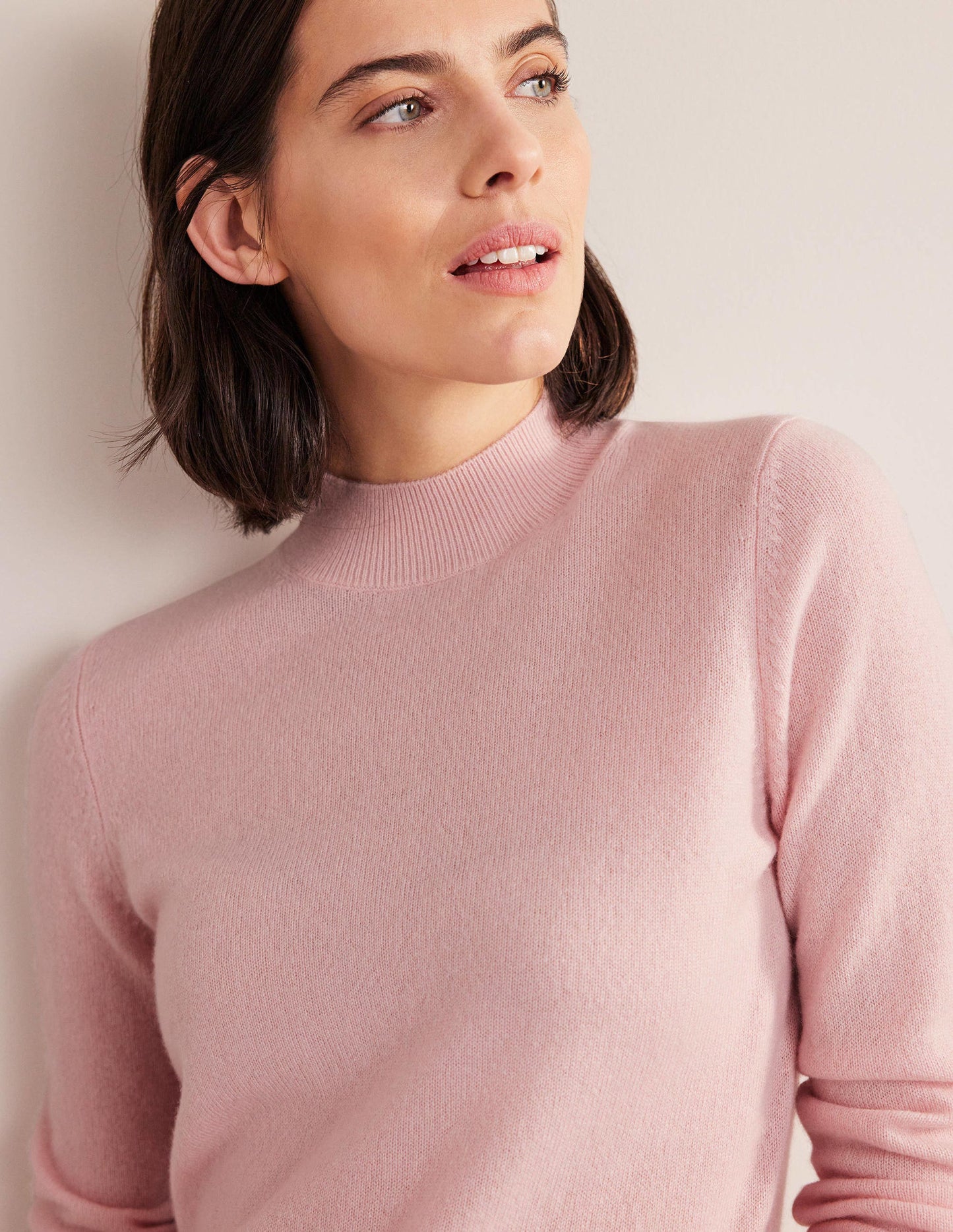 Cashmere Stand Neck Sweater-Marshmallow Pink